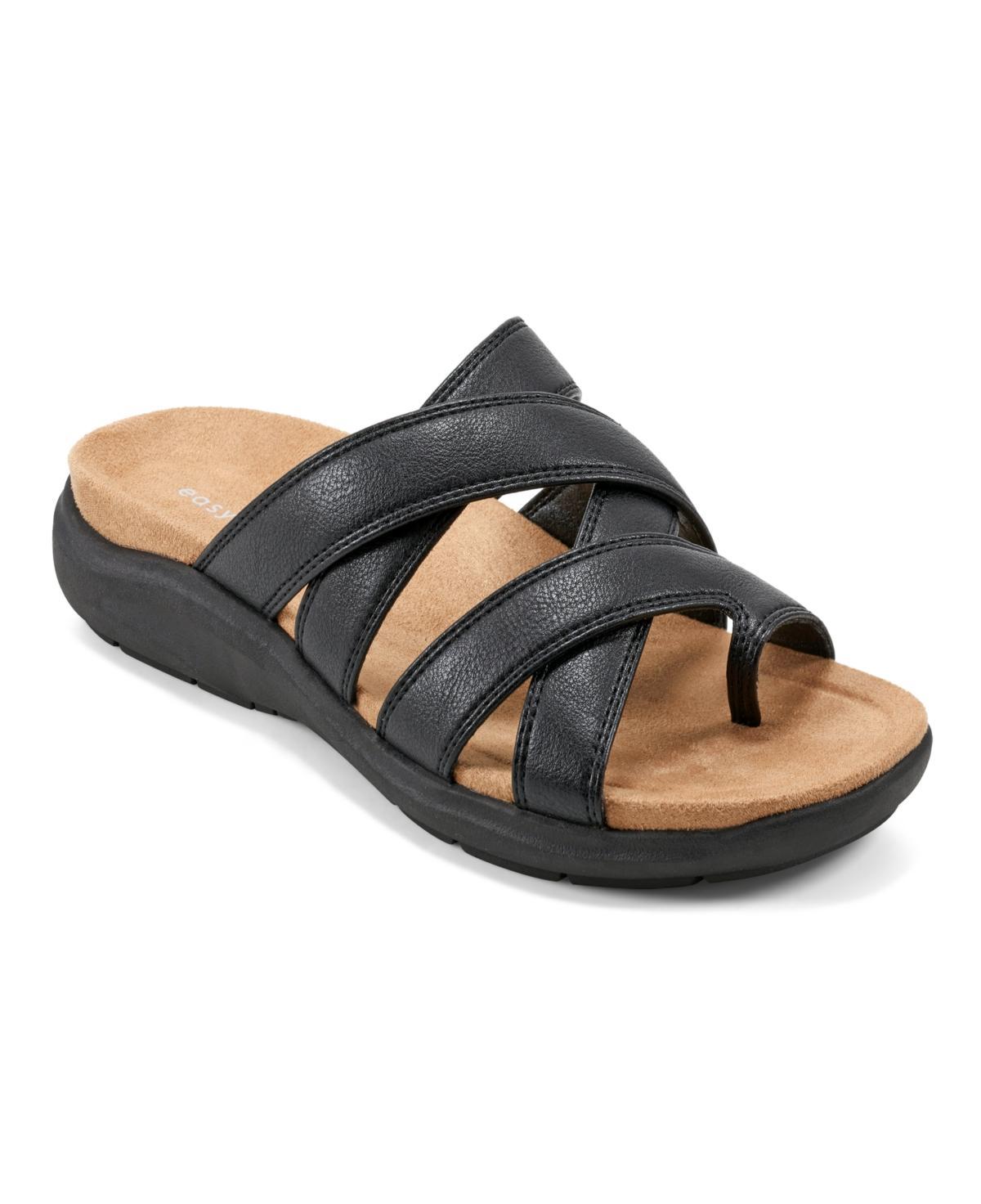 Easy Spirit Women's Westly Strappy Toe Loop Slide Sandals, Size: 7, Black Product Image