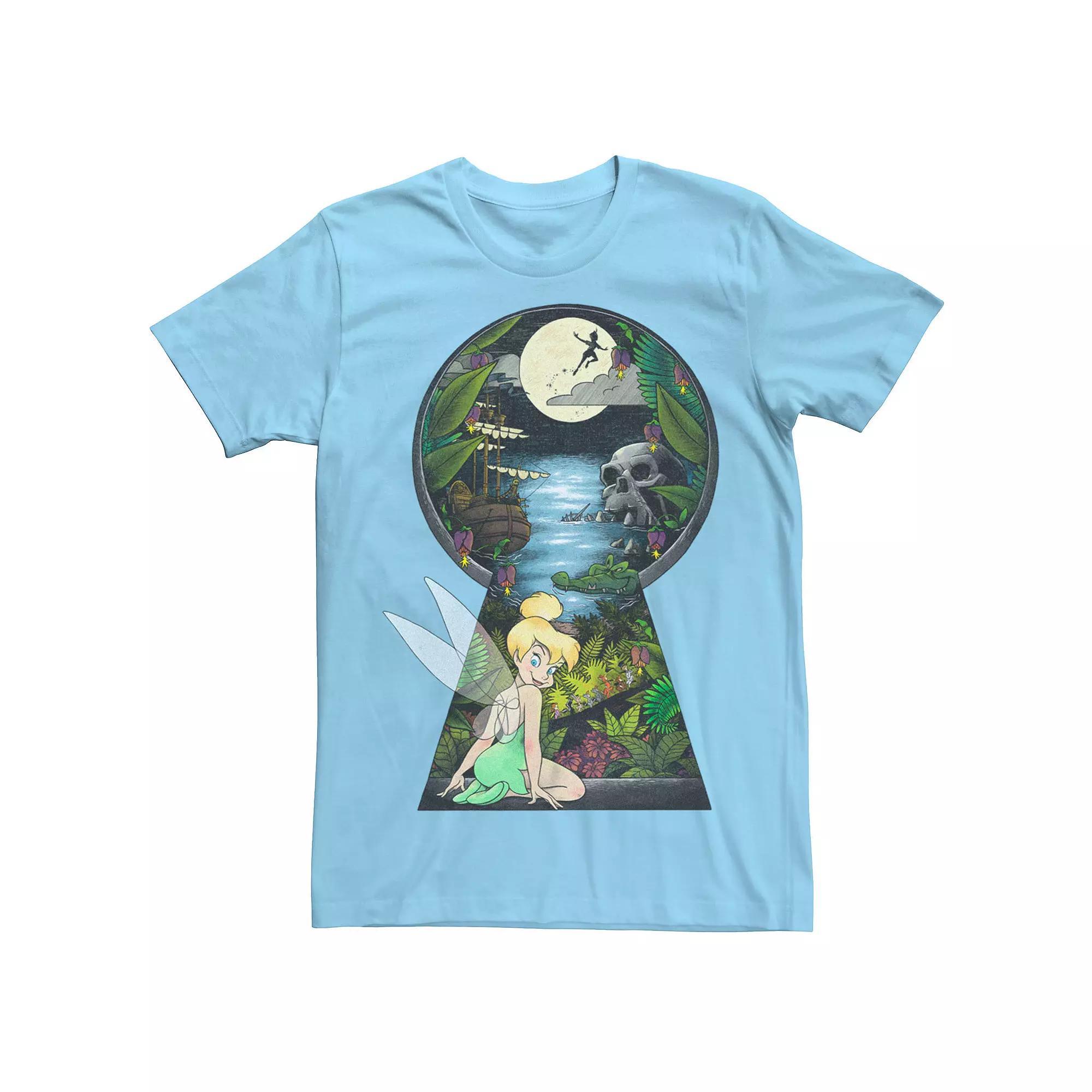 Disney's Tinker Bell Nature Filled Keyhole Men's Tee, Size: XXL, Light Blue Product Image