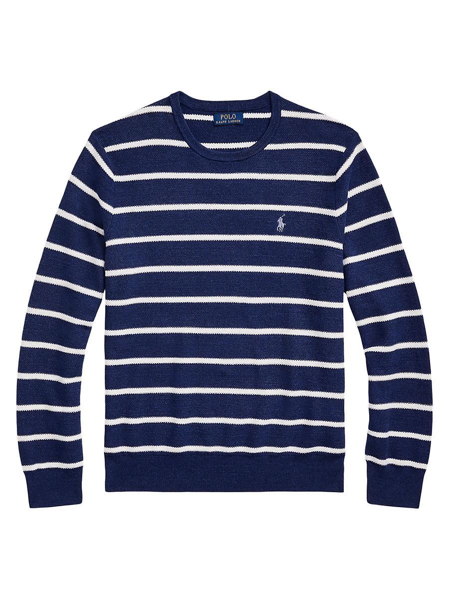 Mens Striped Mesh-Knit Sweater Product Image