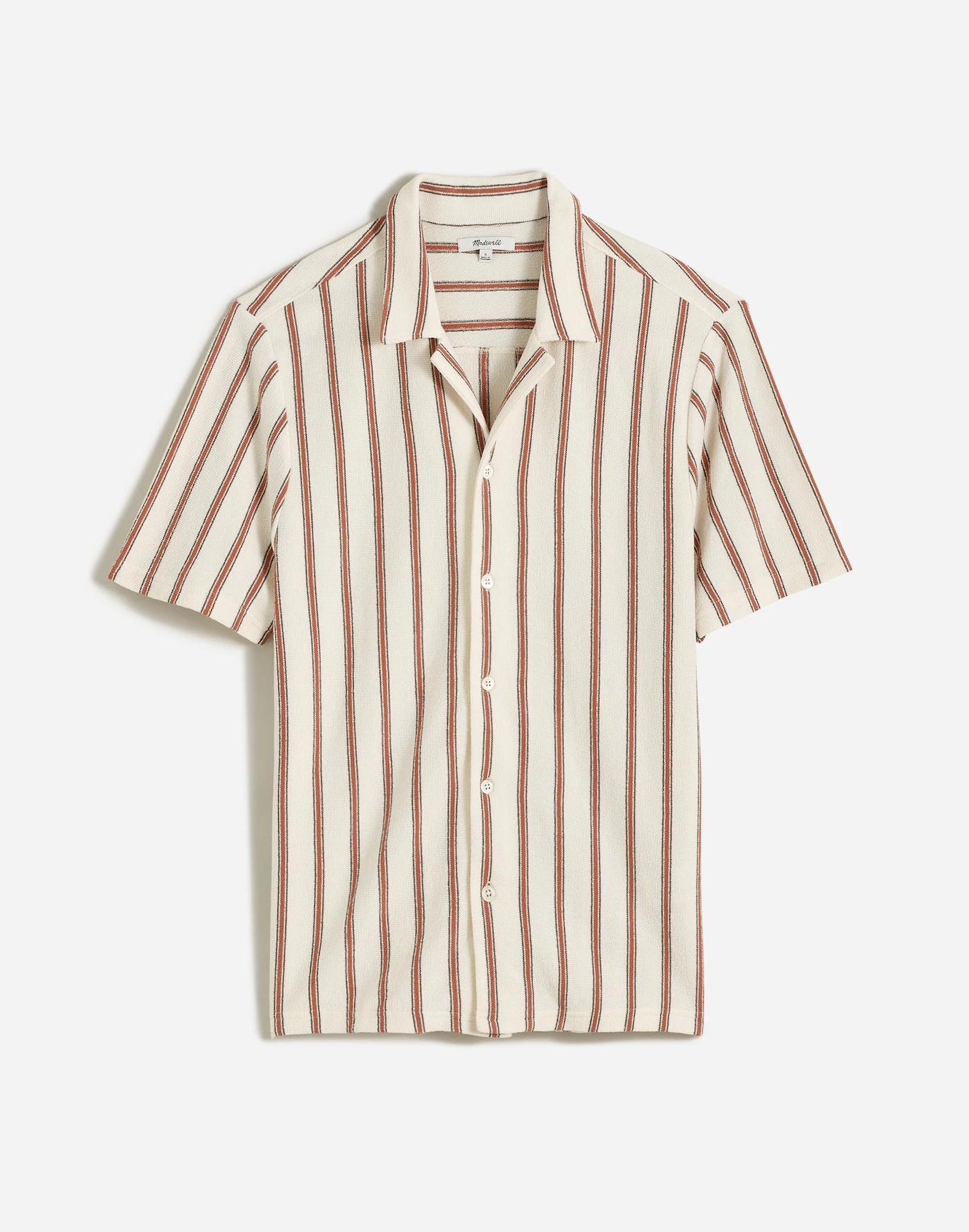 Easy Short-Sleeve Shirt in Stripe Jacquard Product Image