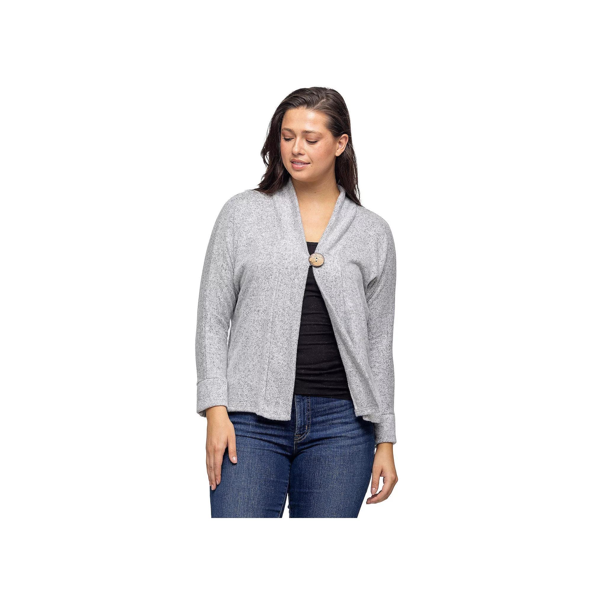 Women's 24Seven Comfort Apparel Single Button Cardigan, Size: XL, Hunter Product Image