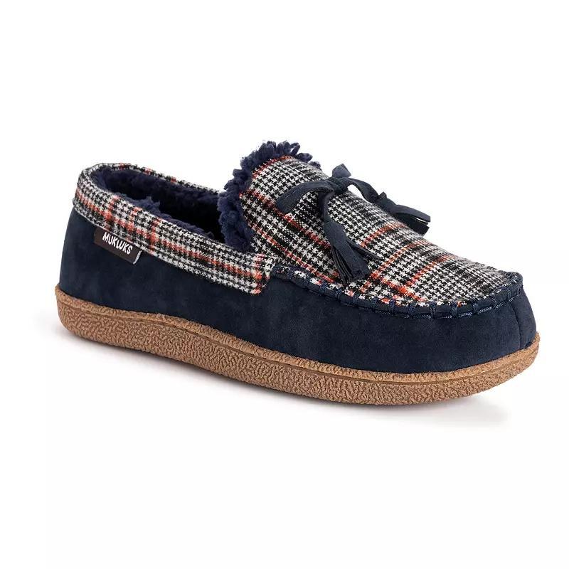 MUK LUKS Tanver Plaid Men's Moccasin Slippers, Size: 11, Blue Product Image