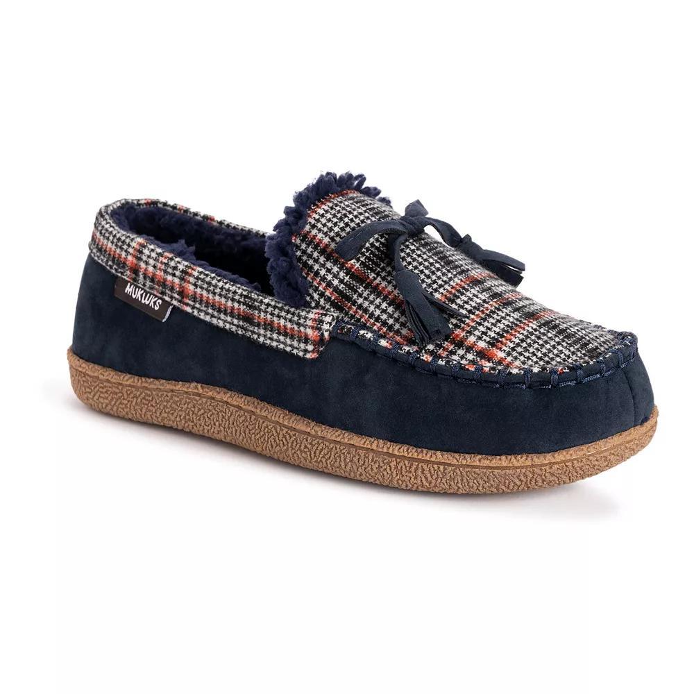 MUK LUKS Tanver Plaid Men's Moccasin Slippers, Size: 11, Blue Product Image