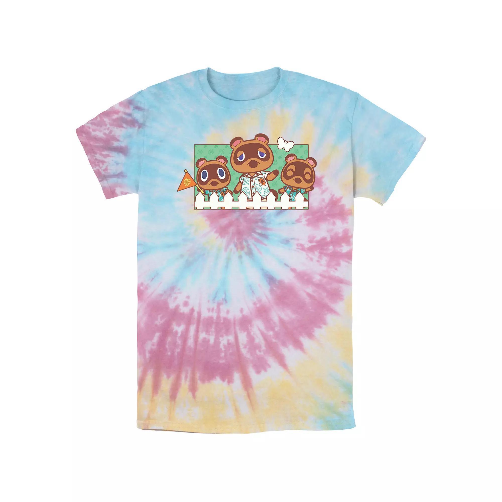 Mens Nintendo Animal Crossing New Horizons Nook Family Tie Dye Graphic Tee Product Image