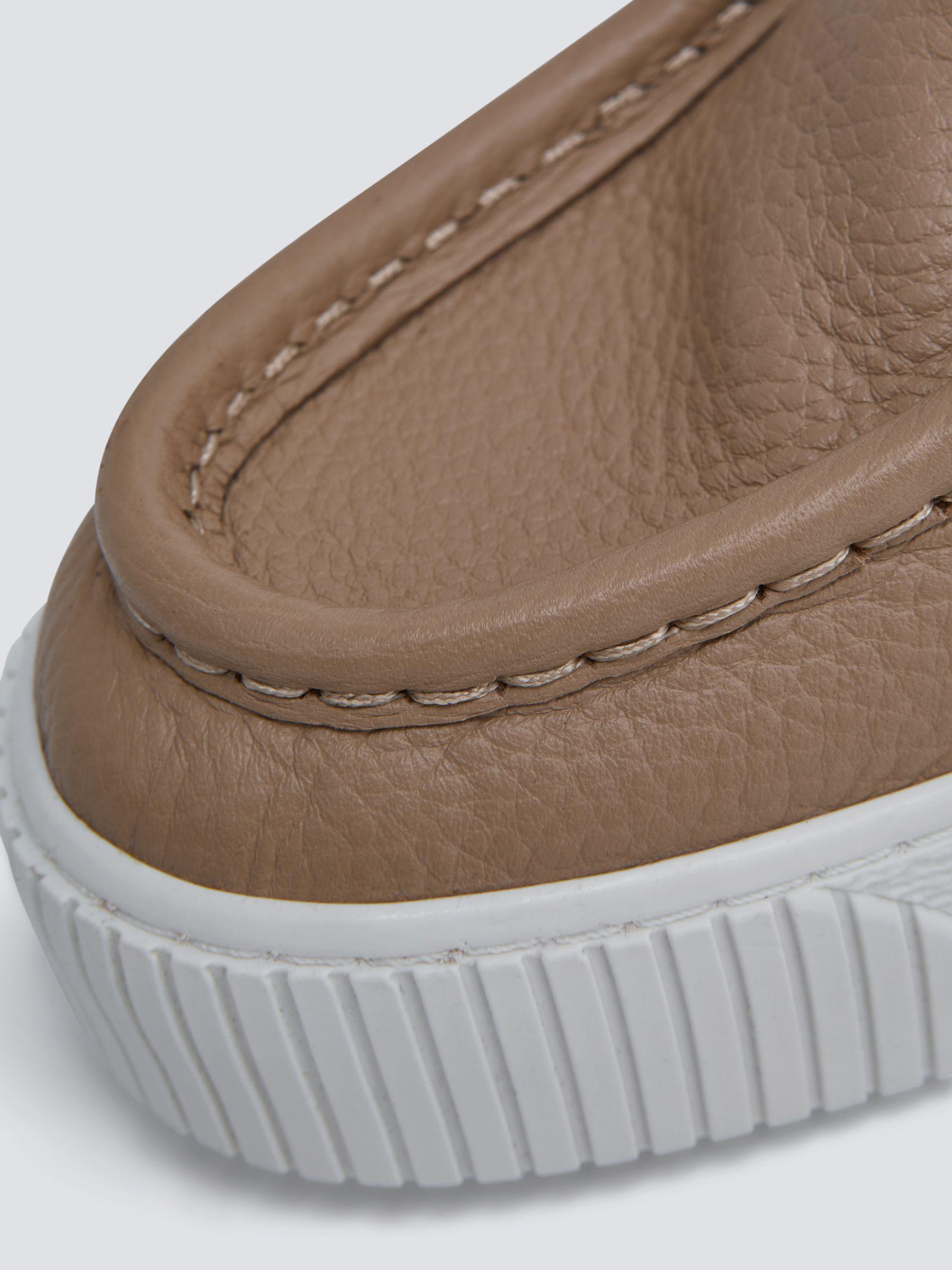 Leather Moccasin Trainers in Taupe Product Image