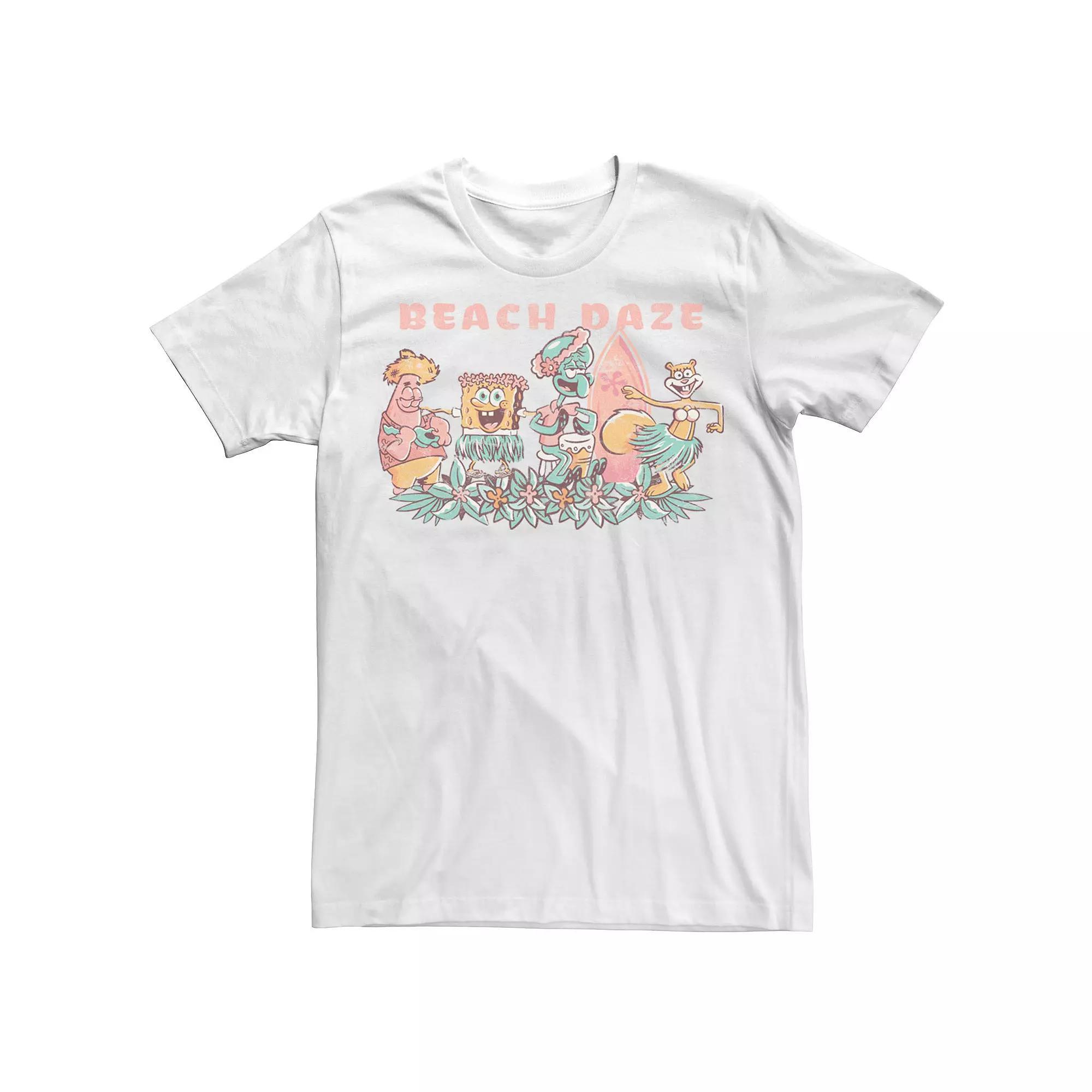 Big & Tall SpongeBob SquarePants Beach Daze Group Shot Tee, Men's, Size: 4XL, White Product Image