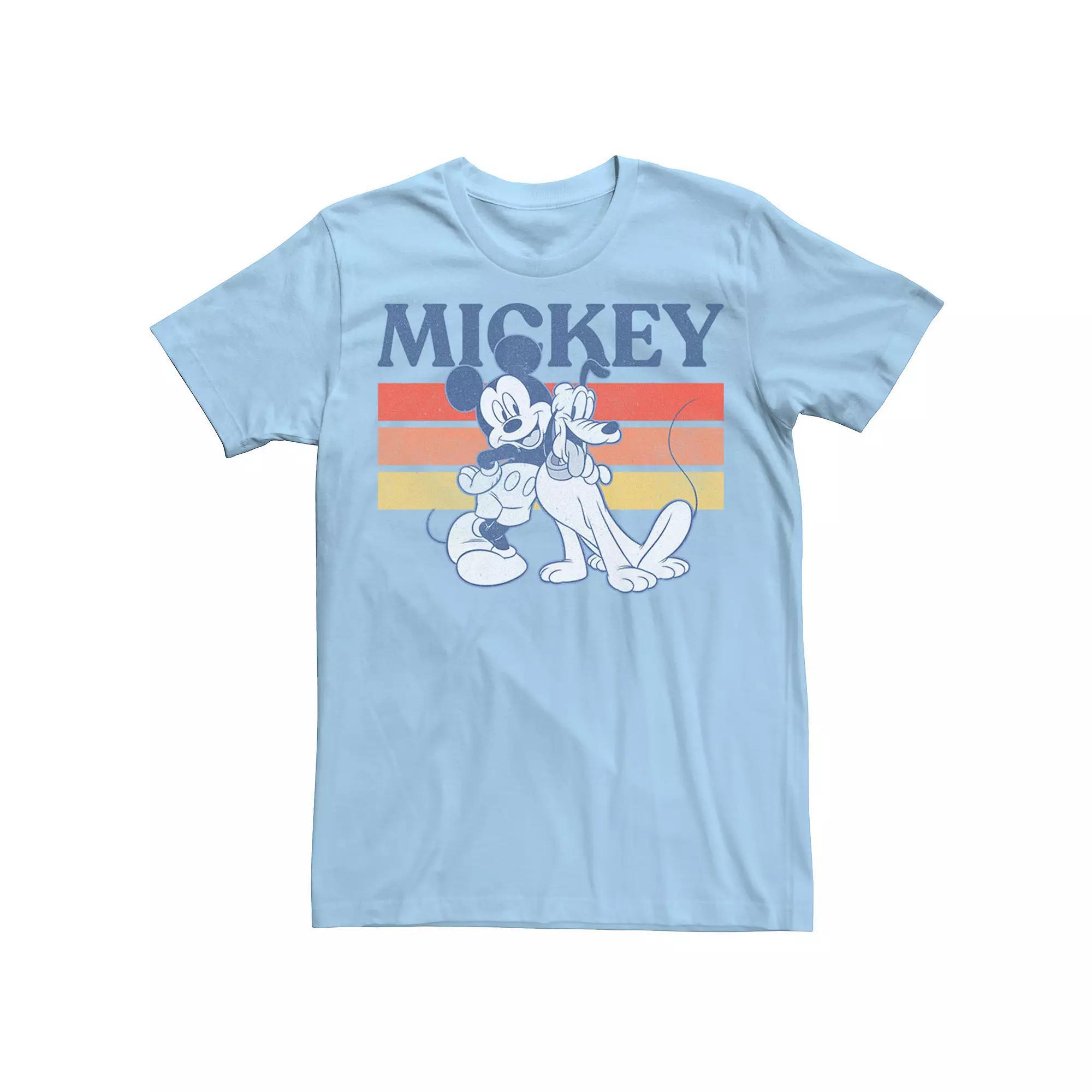 Disney's Mickey And Friends Mickey And Pluto Men's Retro Line Tee, Size: XL, Light Blue Product Image