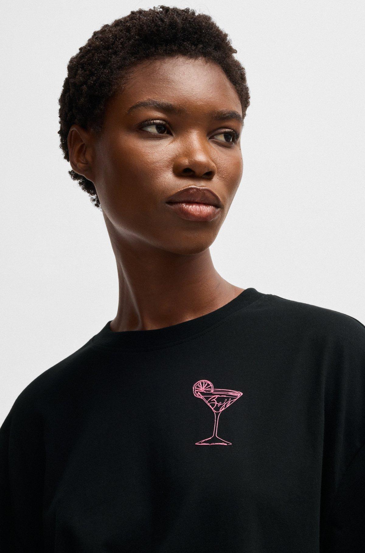 BOSS - Oversize T-shirt in cotton jersey with logo artwork - Black Product Image