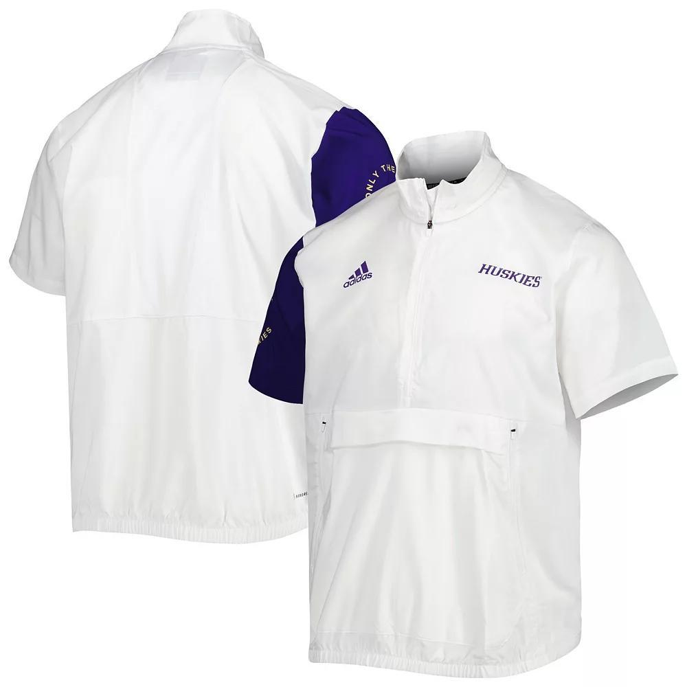 Men's adidas White Washington Huskies M STM AEROREADY Half-Zip Jacket, Size: Small Product Image
