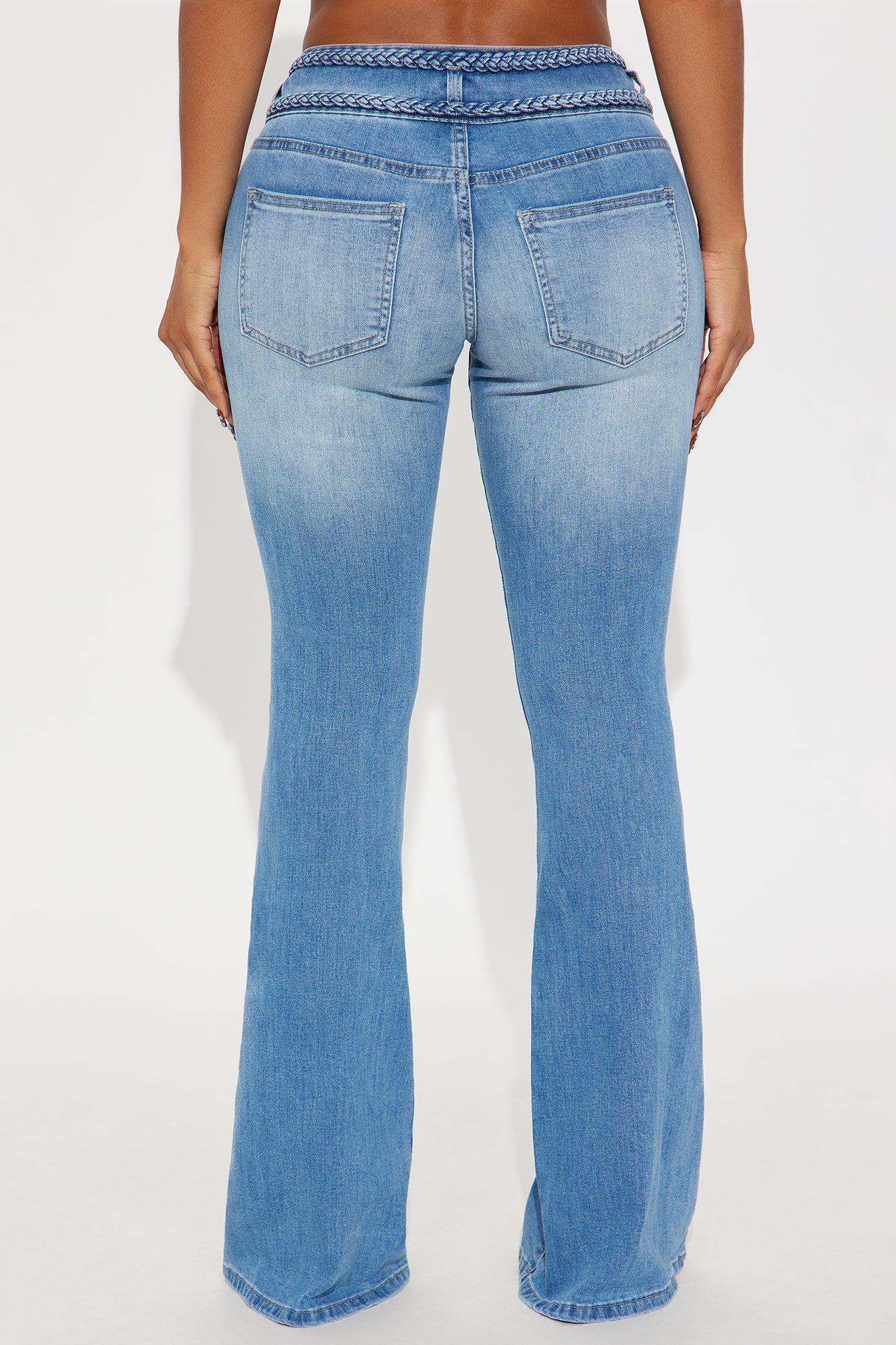 Cannes Braided Stretch Flare Jeans - Medium Wash Female Product Image
