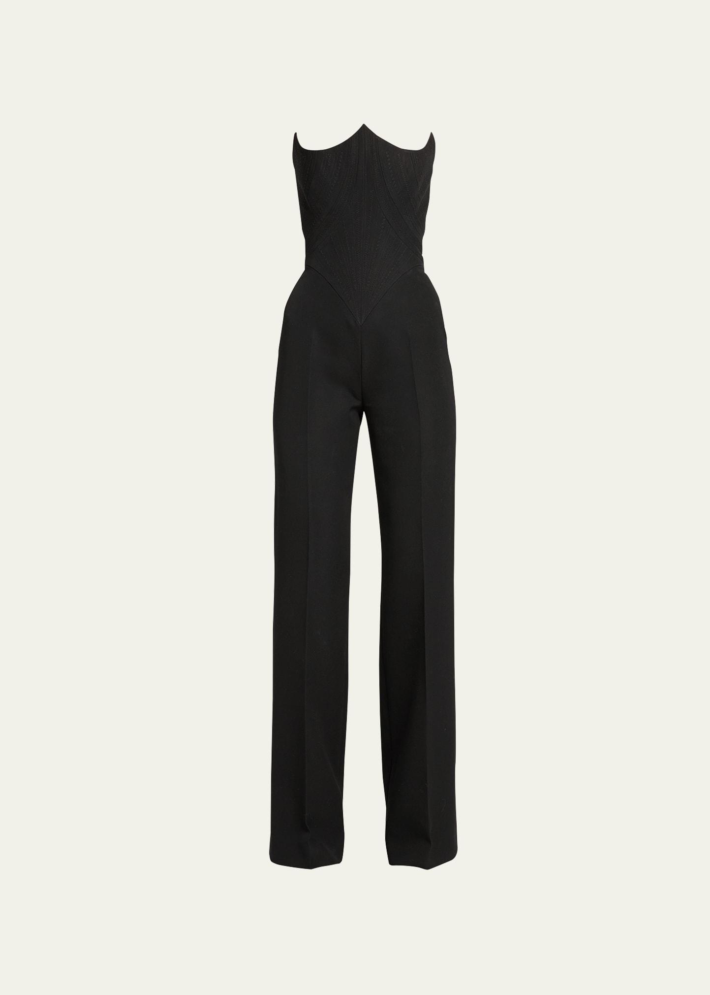 Womens Strapless Wool Corset Jumpsuit Product Image