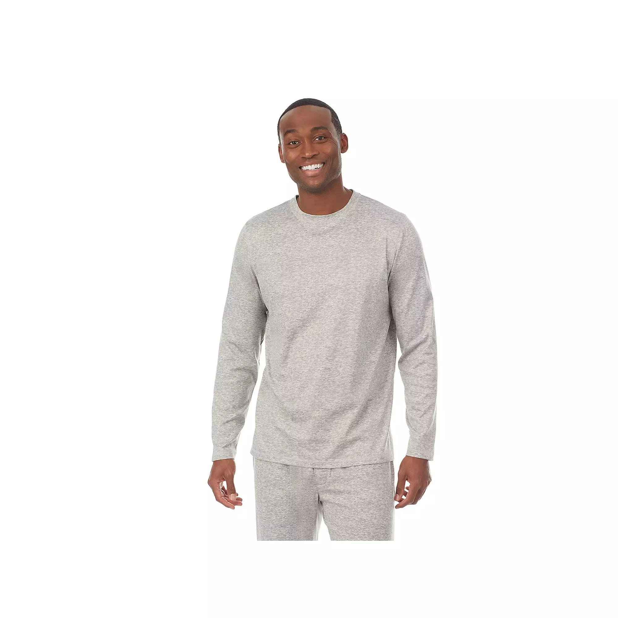 Big & Tall Cuddl Duds® Far Infrared Crewneck Short Sleeve Pajama Tee, Men's, Size: Large Tall, Gray Grey Product Image