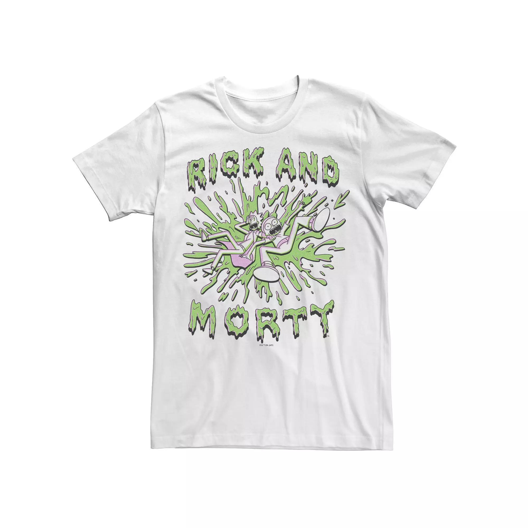 Men's Rick & Morty Dripping Slime Duo Portrait Tee, Size: Medium, White Product Image