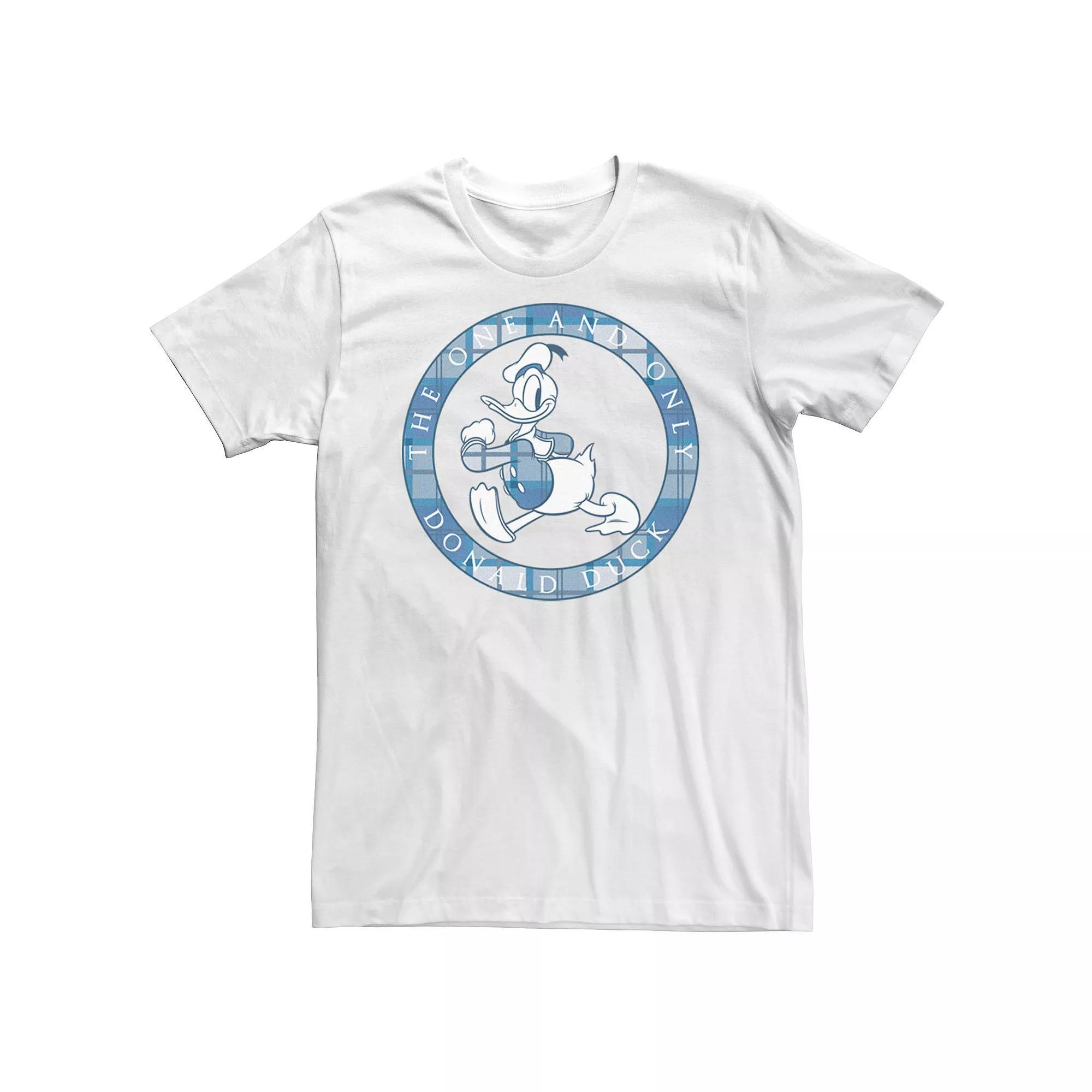 Disney's Donald Duck Plaid Portrait Circle Logo Men's Tee, Size: XXL, White Product Image