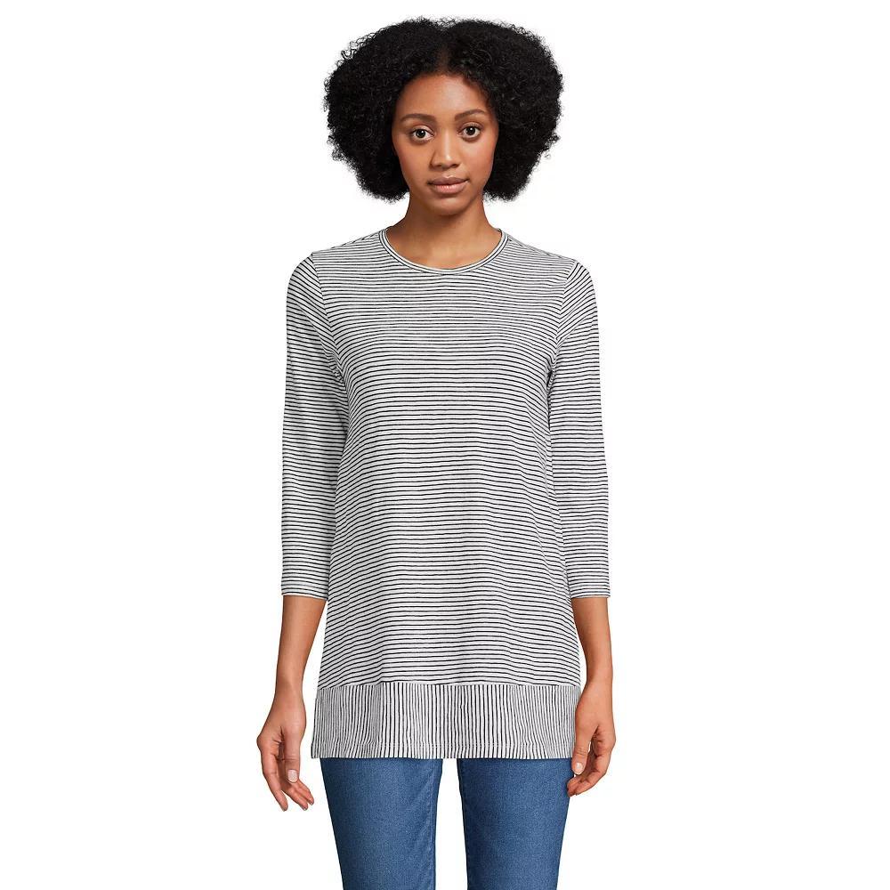 Women's Lands' End Slub Jersey Swing Tunic, Size: XS, White Black Stripe Product Image