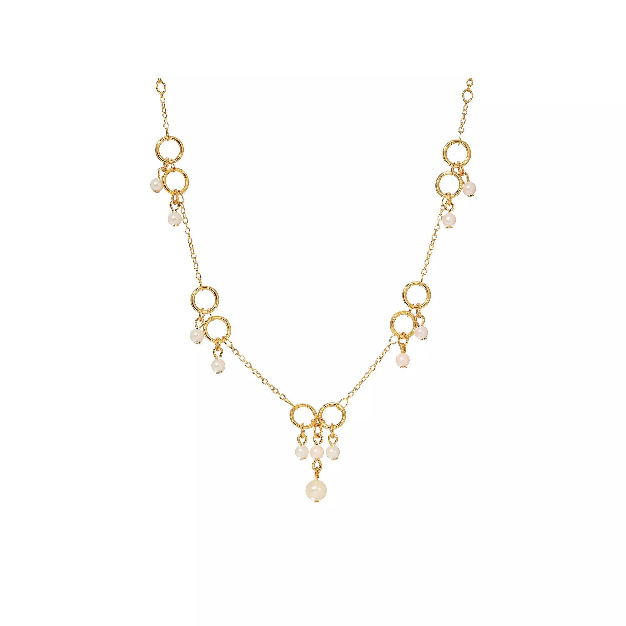 1928 Gold Tone Simulated Pearl Shaky Station Necklace, Womens, White Product Image