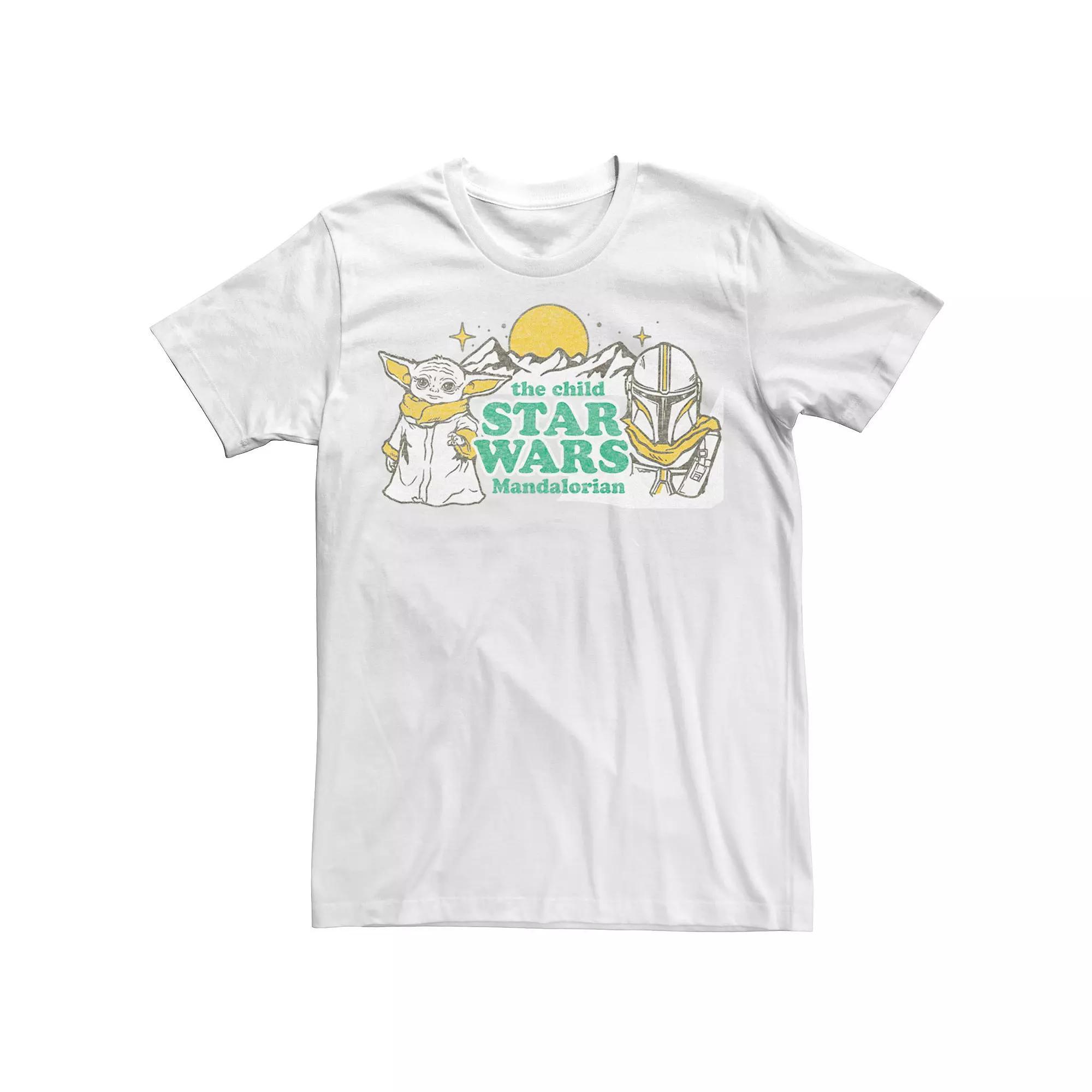 Men's Star Wars The Mandalorioan Throw Back Child Grogu & Mando Tee, Size: Medium, White Product Image