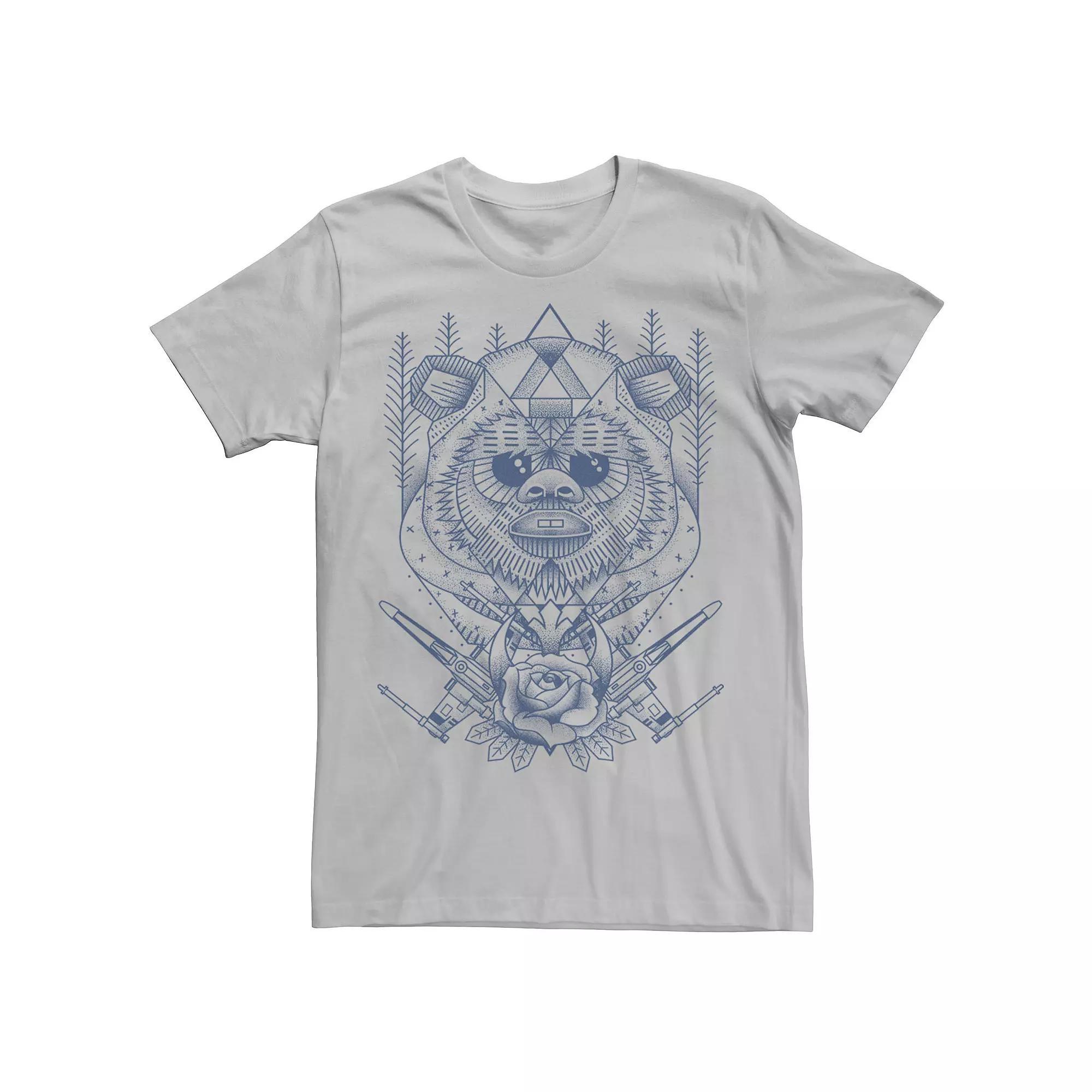 Mens Star Wars Ewok And Roses Geometric Poster Tee Product Image