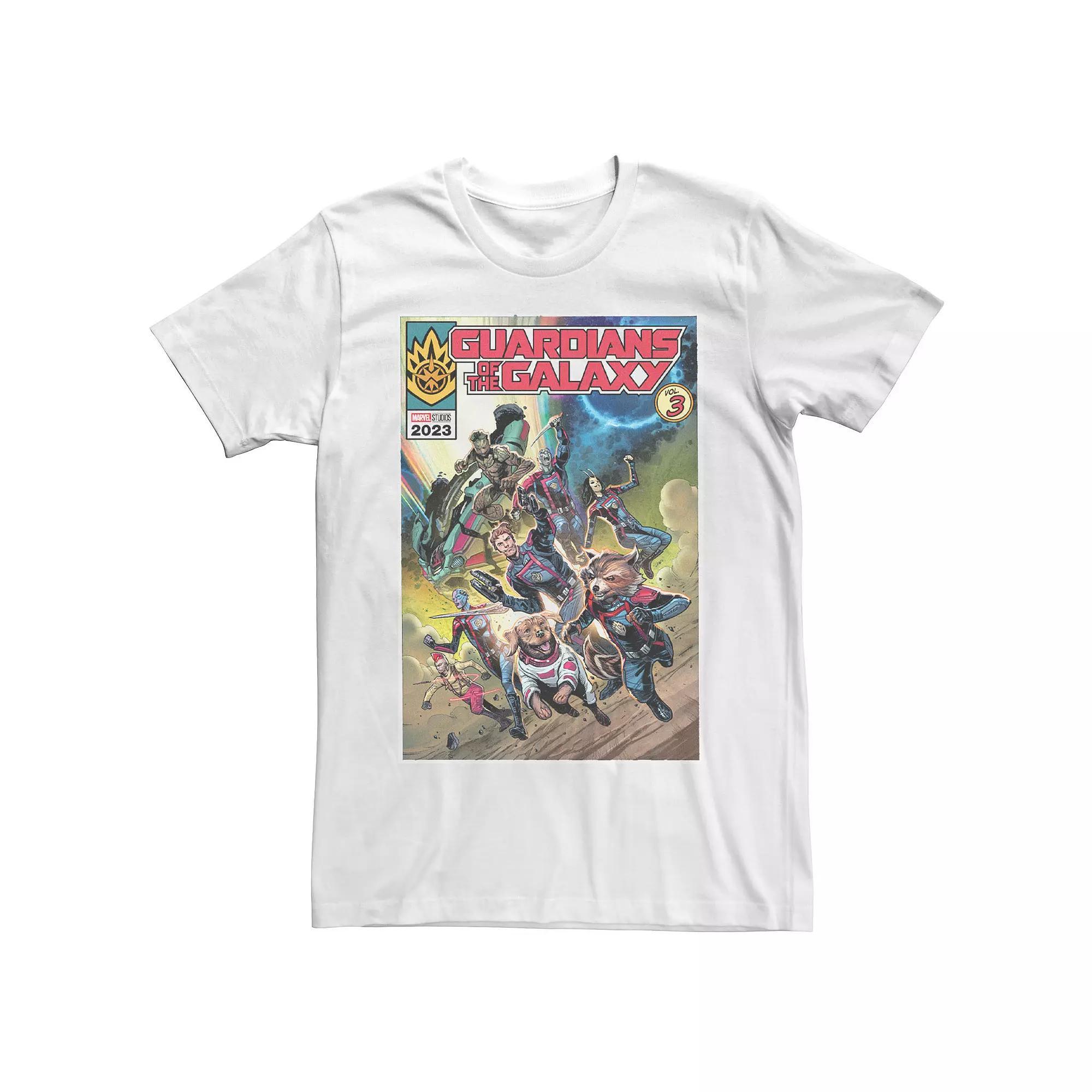 Men's Marvel Guardians Of The Galaxy Vol. 3 Action Comic Cover Graphic Tee, Size: XL, White Product Image