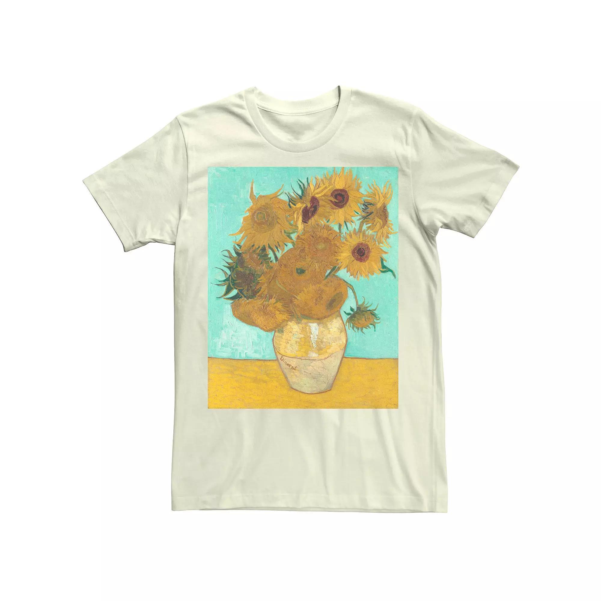 Men's Van Gogh Flowers Painting Tee, Size: Medium, Natural Product Image