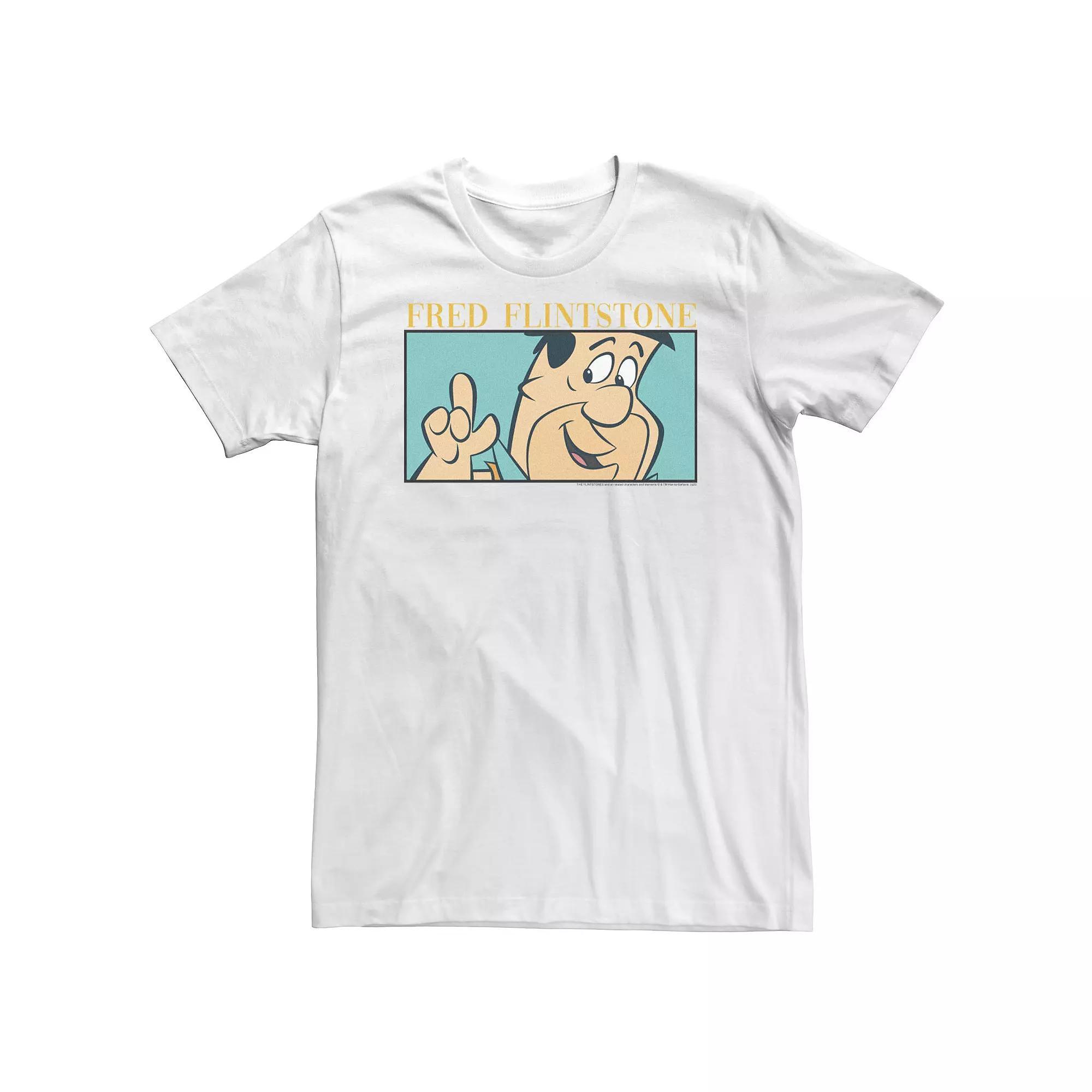 Big & Tall Fred Flintstone Box Up Panel Tee, Men's, Size: 3XL, White Product Image