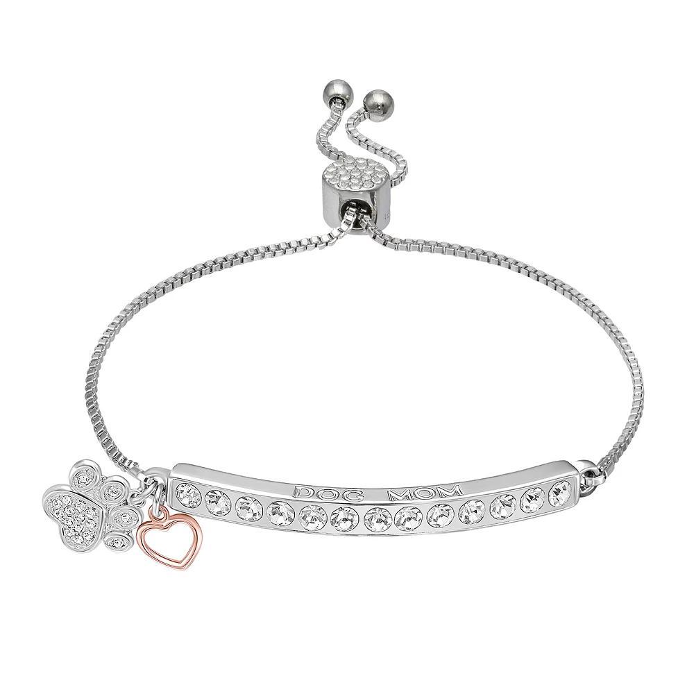 Brilliance Two Tone Crystal "Dog Mom" Adjustable Bracelet, Women's, Size: 7", Two Tone Pink Clear Product Image