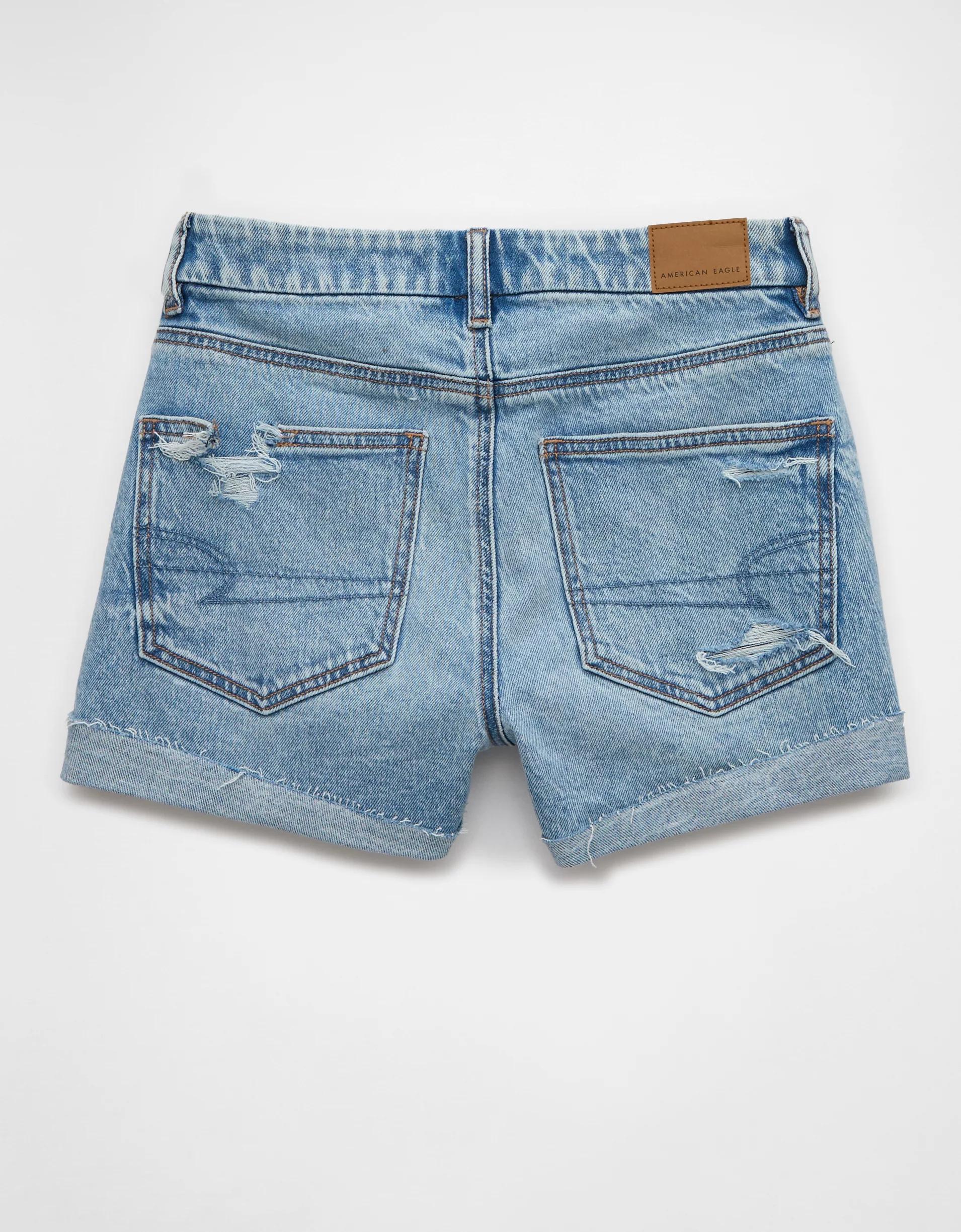 AE Stretch Curvy Ripped Denim Mom Short Product Image