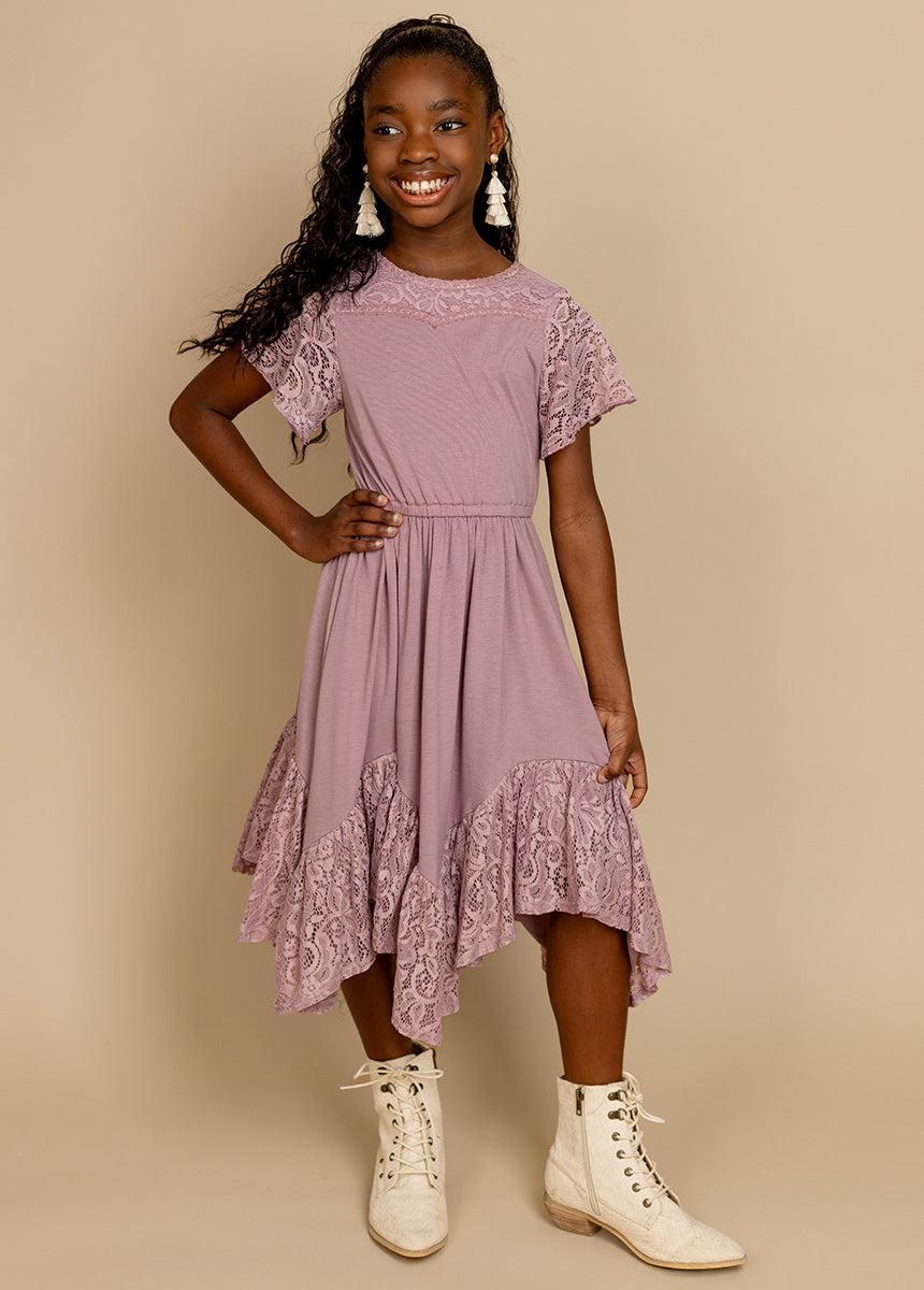 Nemia Dress in Dusty Mauve Girls Product Image