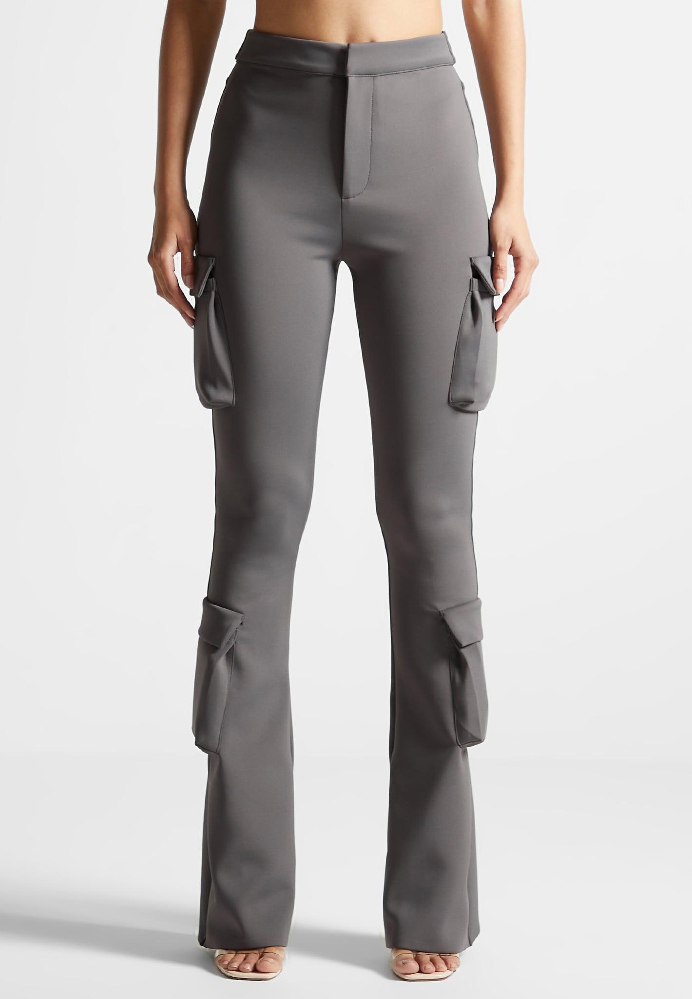 Neoprene Cargo Fit and Flare Leggings - Grey Female Product Image