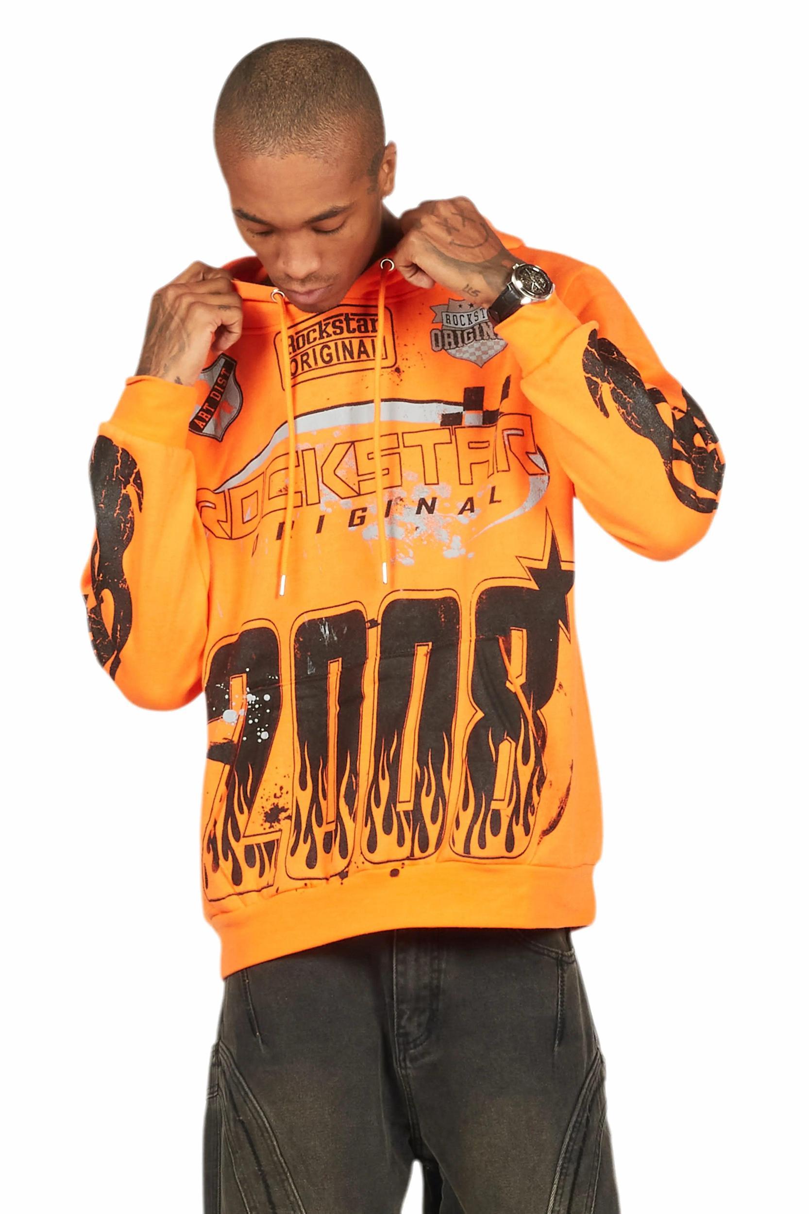 Amos Orange Graphic Hoodie Male Product Image