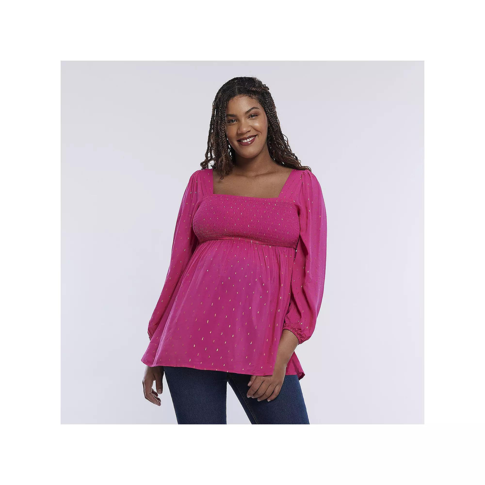 Maternity Motherhood® Smocked Babydoll Top, Women's, Size: Small-Mat, Black Ditsy Product Image