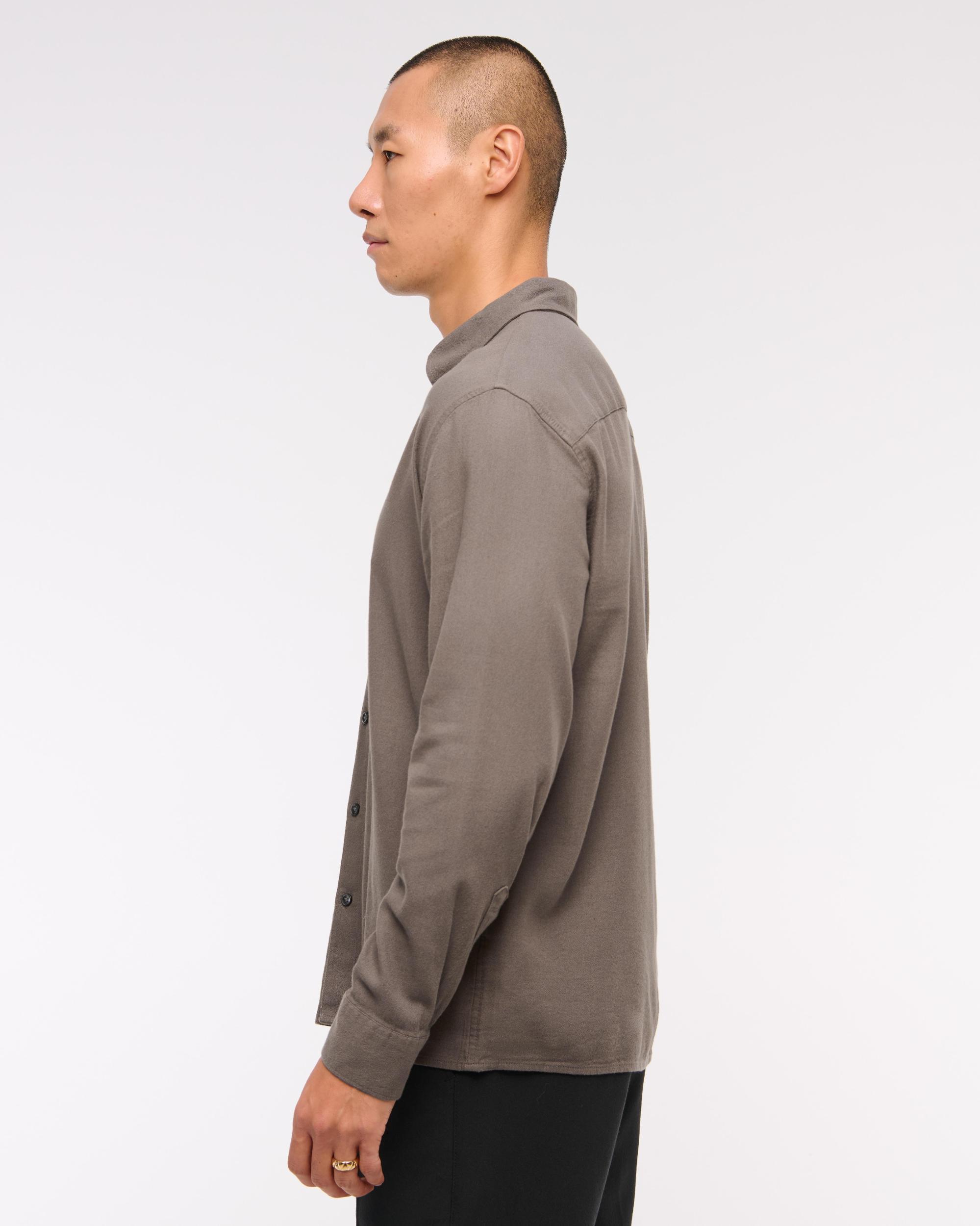 Long-Sleeve Crepe Button-Up Shirt Product Image