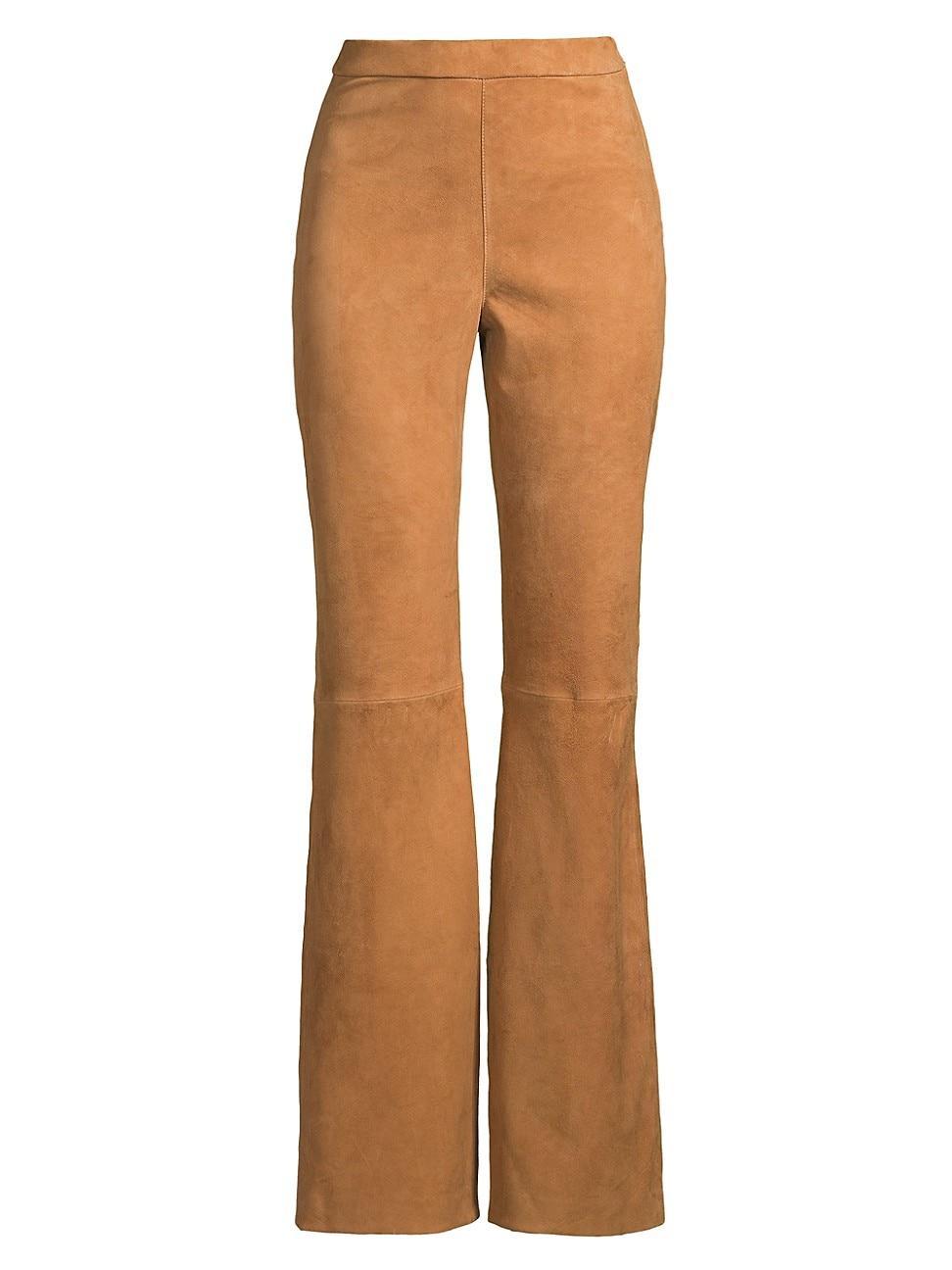 Joelle High-Rise Suede Flare Pants Product Image