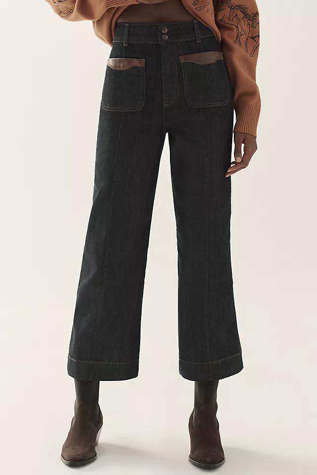 Maeve Contrast-Stitch High-Rise Crop Wide-Leg Jeans Product Image