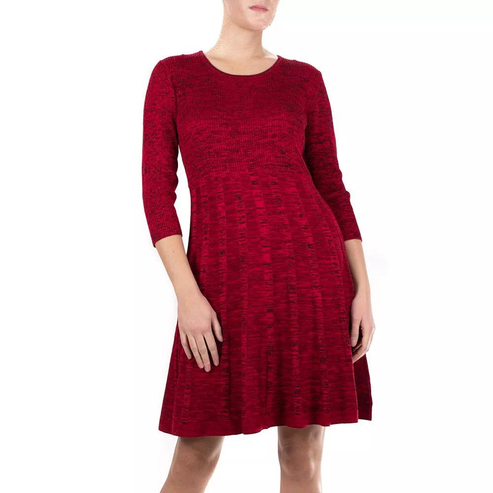 Women's Nina Leonard Pleated Skirt Fit & Flair Sweater Dress, Size: XL, Nina Red Team Product Image