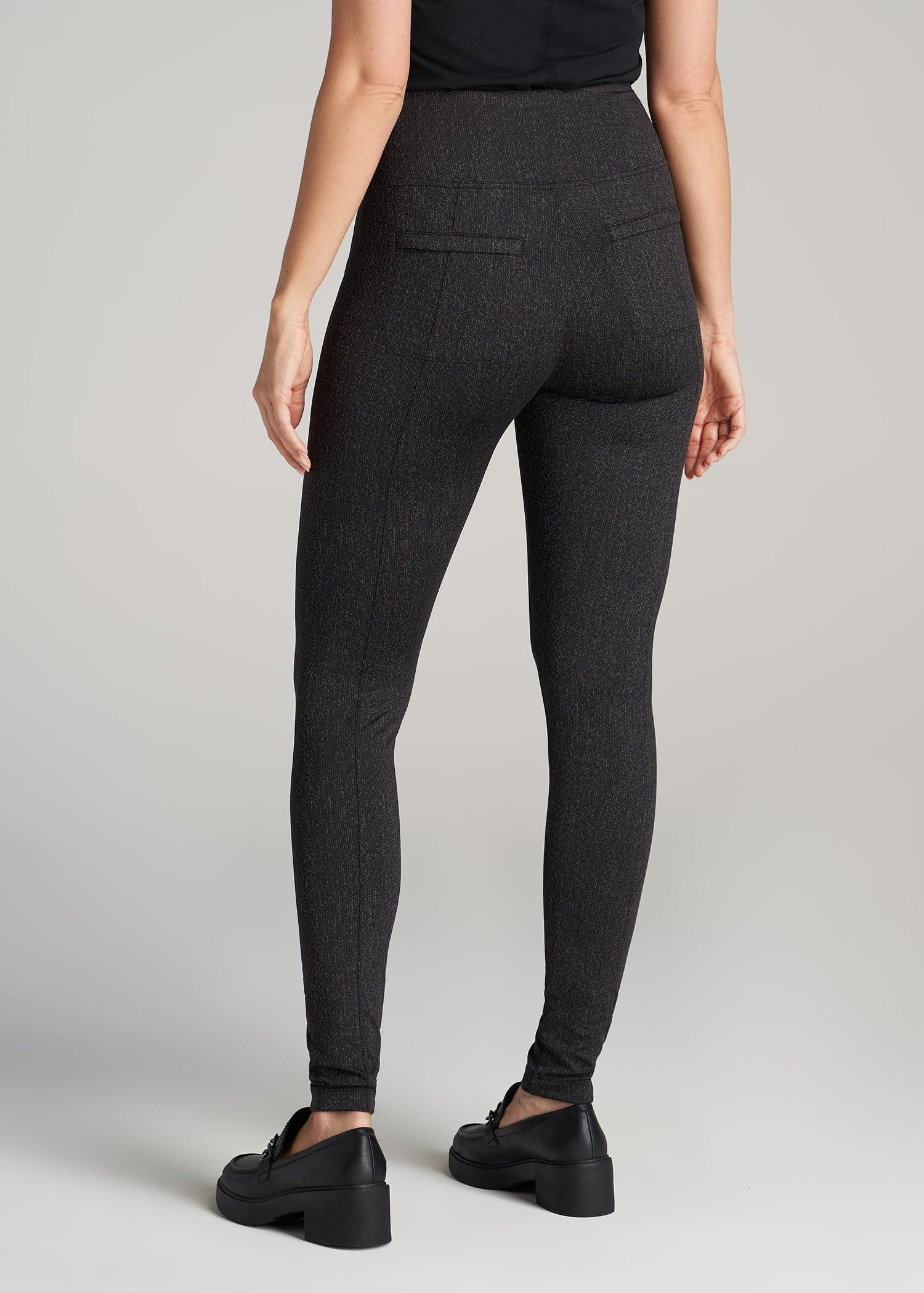 Textured Back Pocket Women's Tall Leggings in Black Charcoal Jacquard Female Product Image