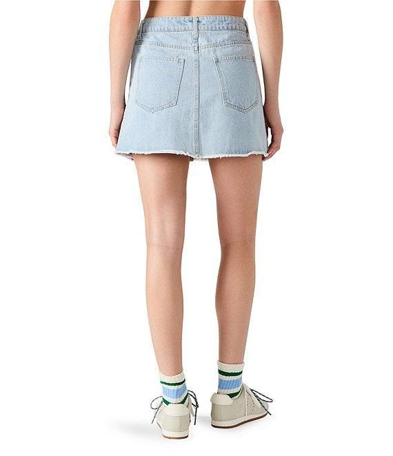 Steve Madden Cheri Denim Frayed Hem Mini Skirt Product Image