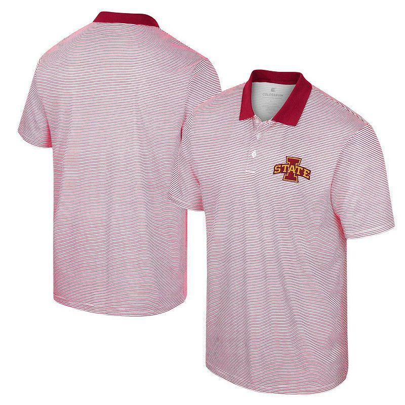 Mens Colosseum /Cardinal Iowa State Cyclones Print Stripe Polo Product Image