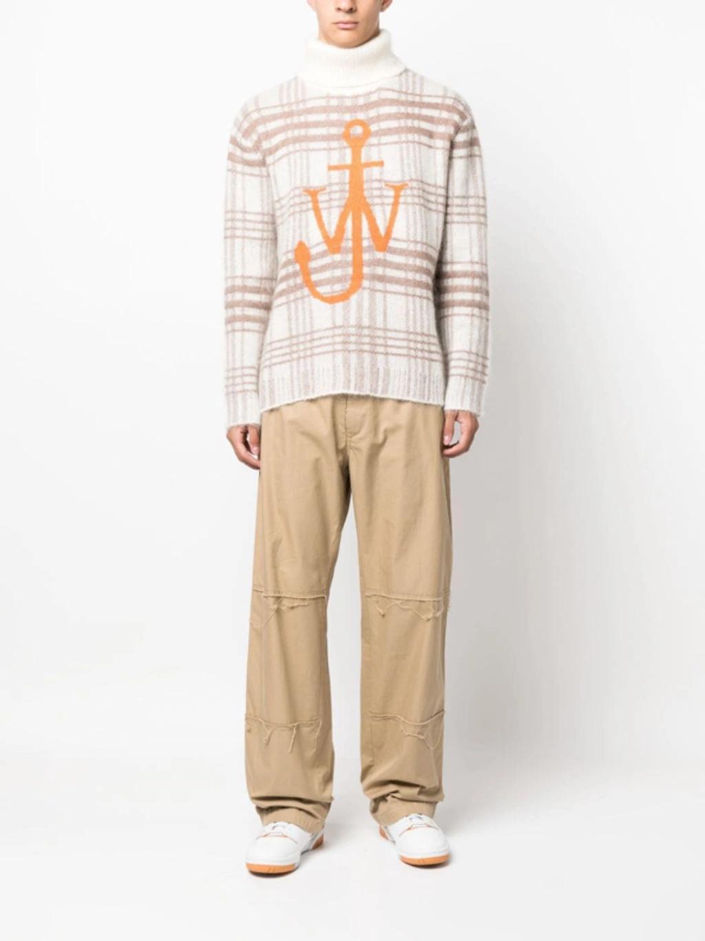JW ANDERSON Dolcevita Check Logo In Beige Product Image