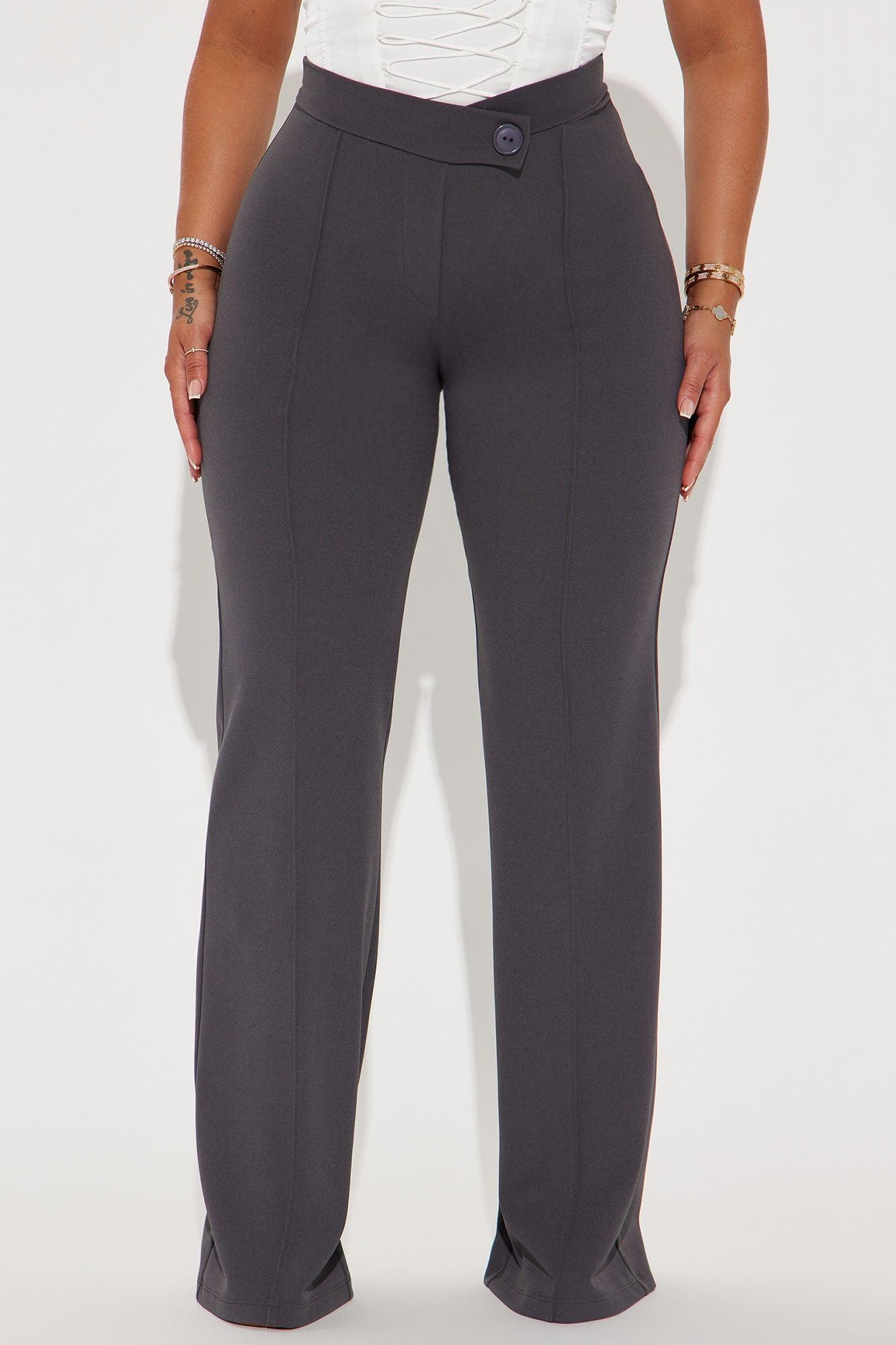 Call It Even Wide Leg Dress Pants - Charcoal Product Image