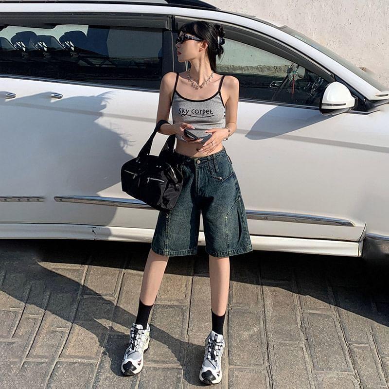 Low Rise Denim Shorts Product Image