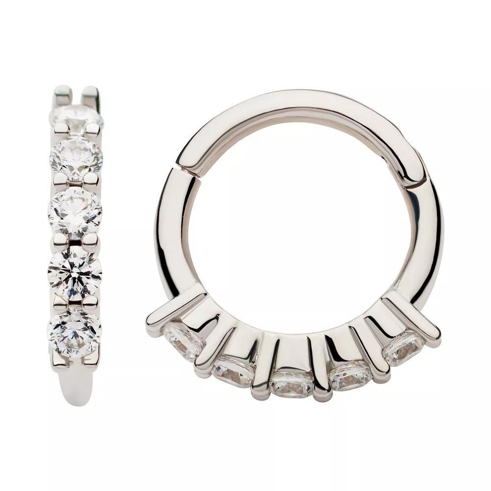 Earrangements 14k Gold Clear Cubic Zirconia Hinged Segment Clicker, Women's, White Product Image