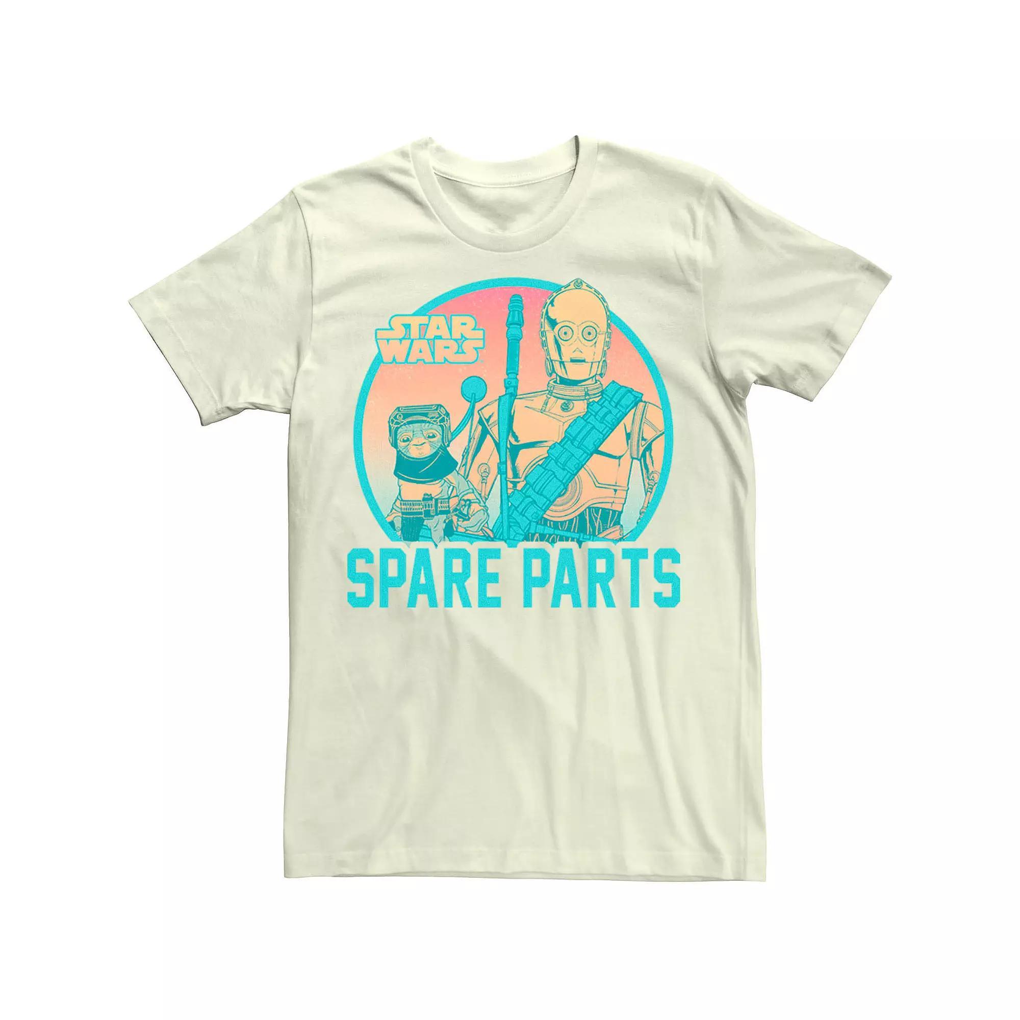Men's Star Wars: The Rise Of Skywalker Babu Frik C-3PO Spare Parts Tee, Size: Medium, Natural Product Image