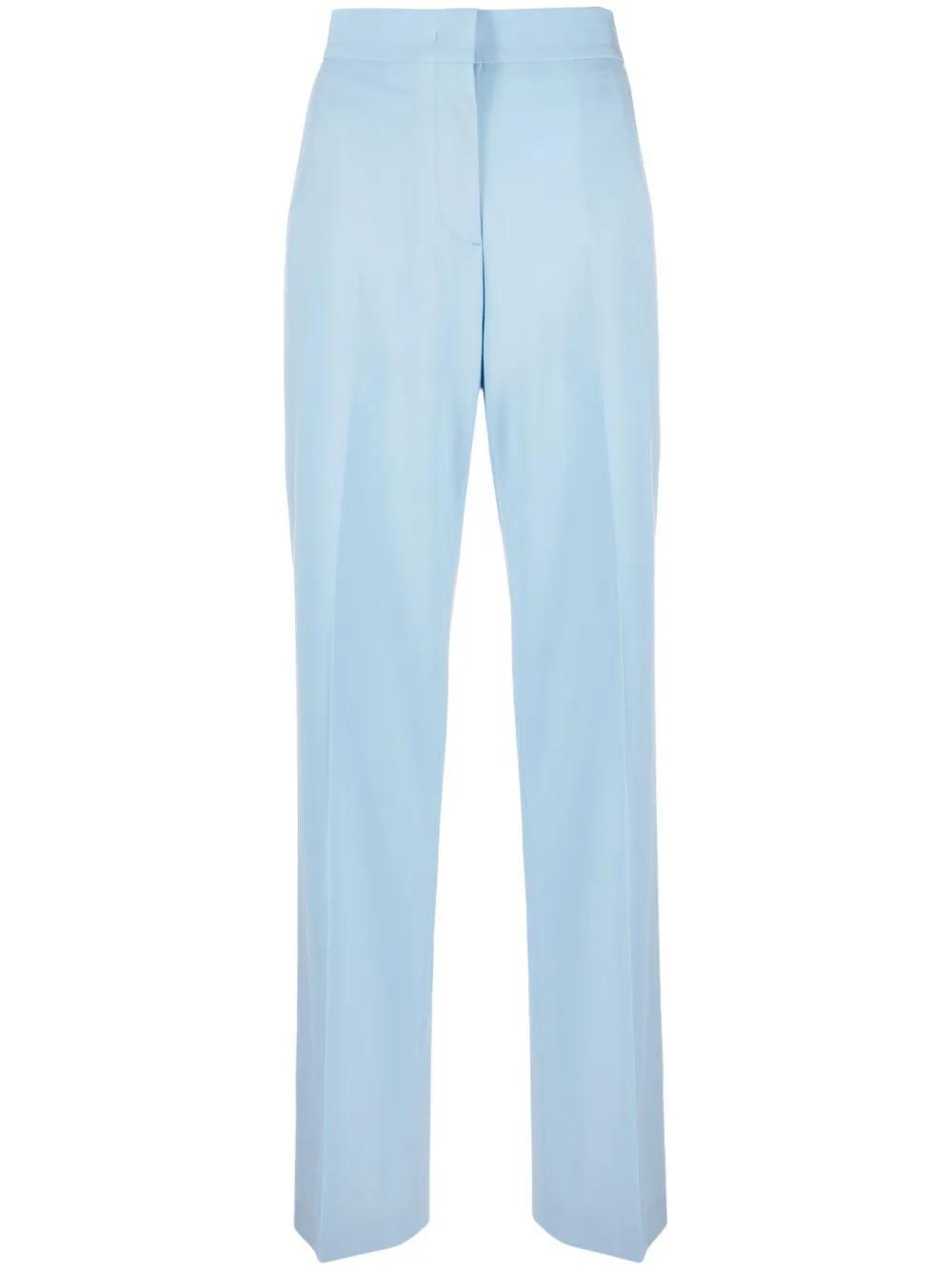 MSGM High-waisted Virgin Wool Trousers In Blue Product Image