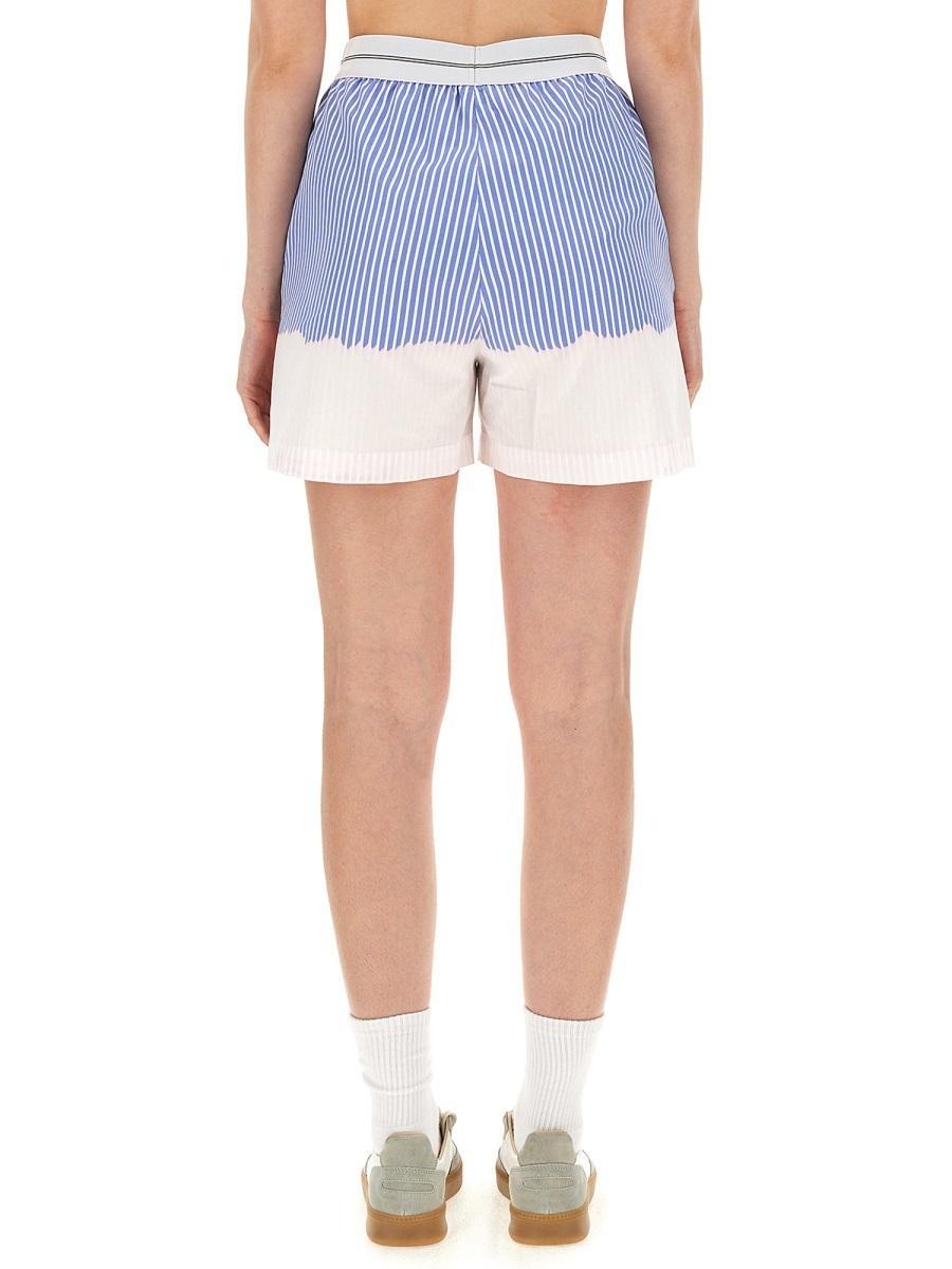 MSGM Ombré Striped Cotton Shorts In Blue Product Image