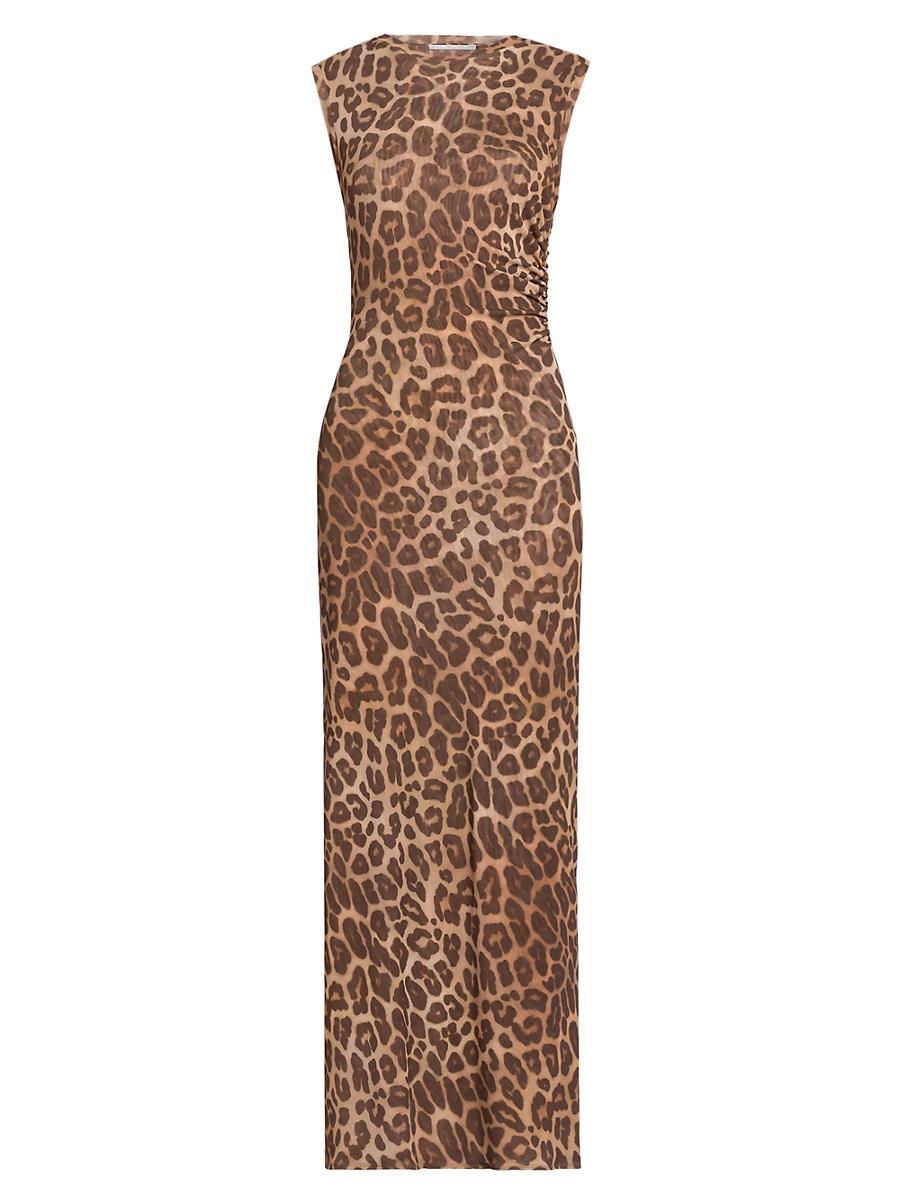 Womens Leopard Mesh Sleevless Dress Product Image