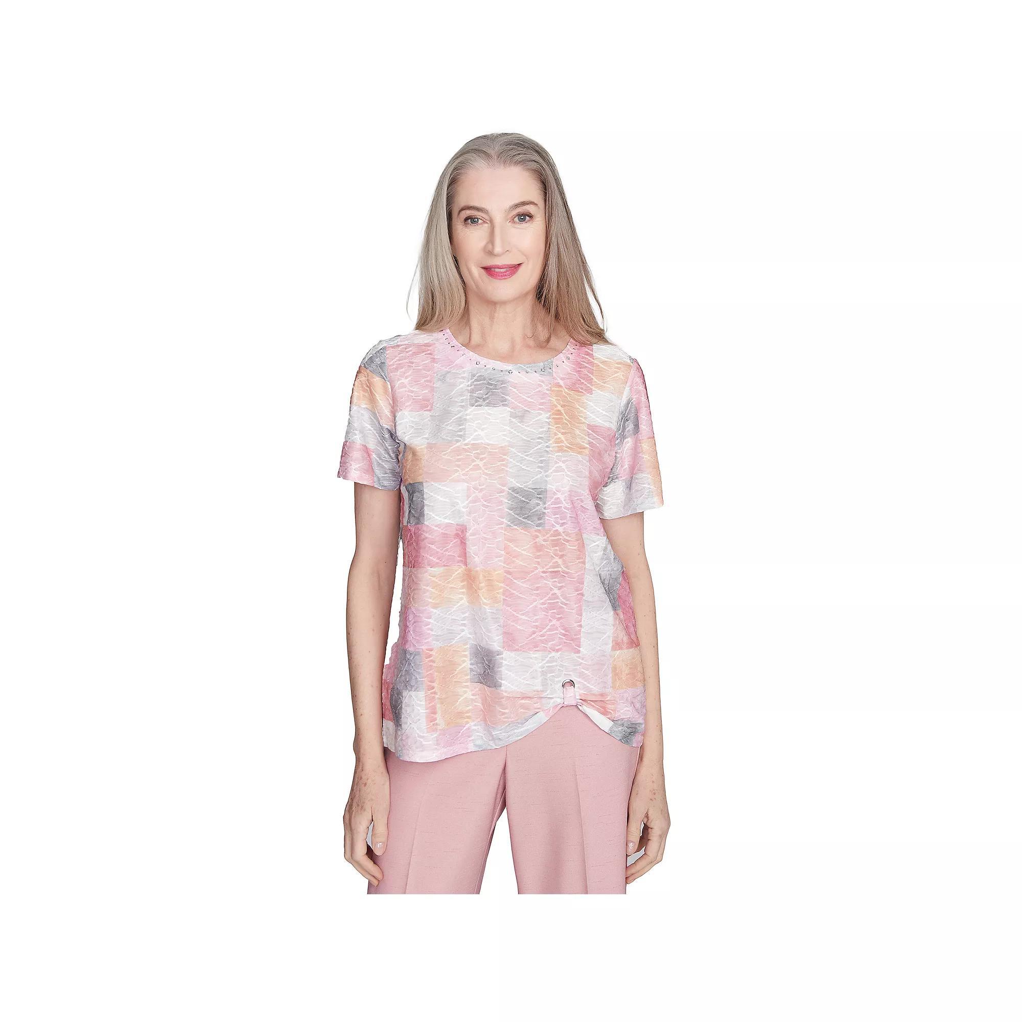 Women's Alfred Dunner Textured Colorblock Crewneck Tee, Size: Medium, Pink Team Product Image