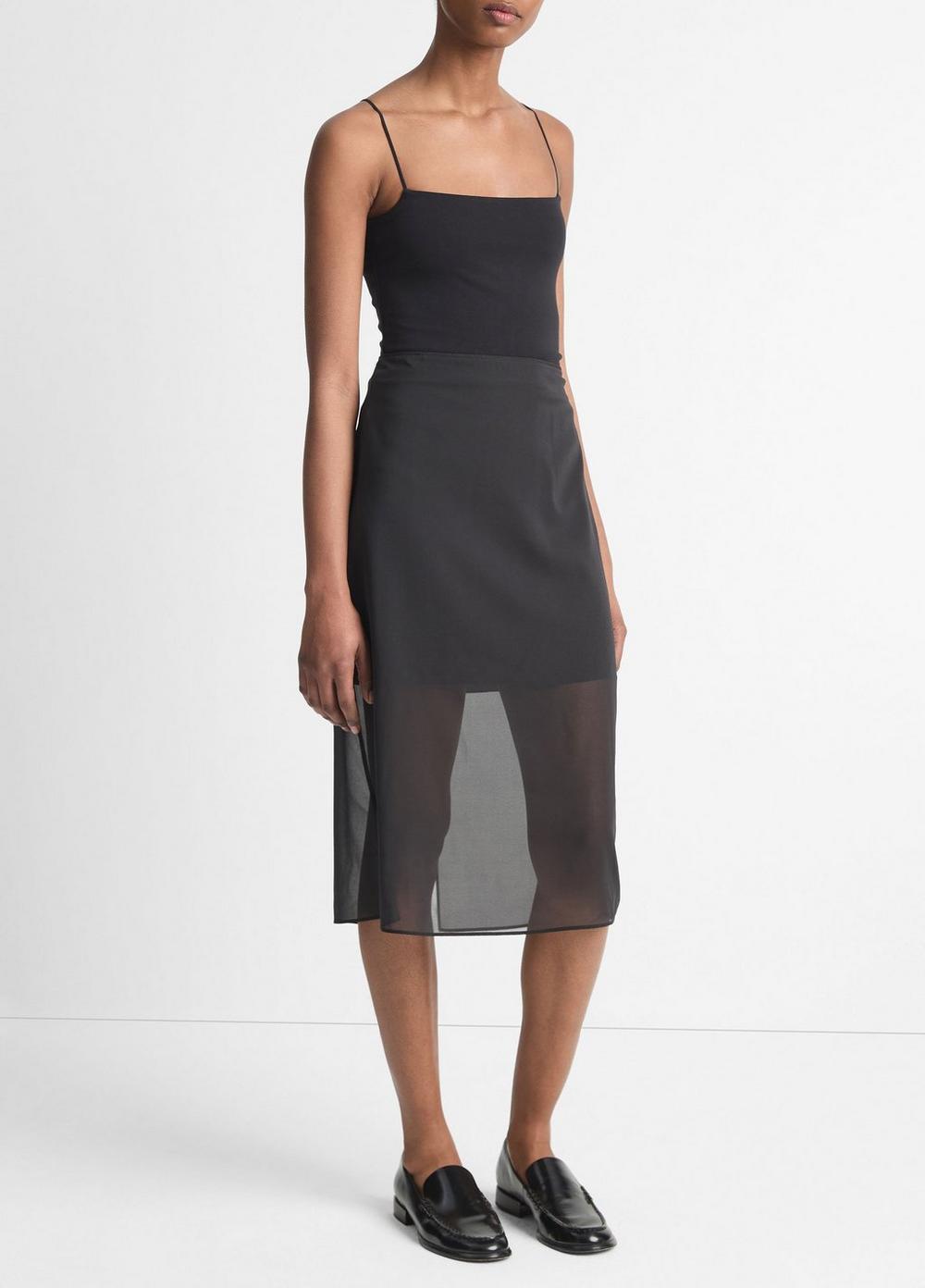 Womens Sheer Stretch-Silk Overlay Skirt, Black, Size 00 Vince Product Image