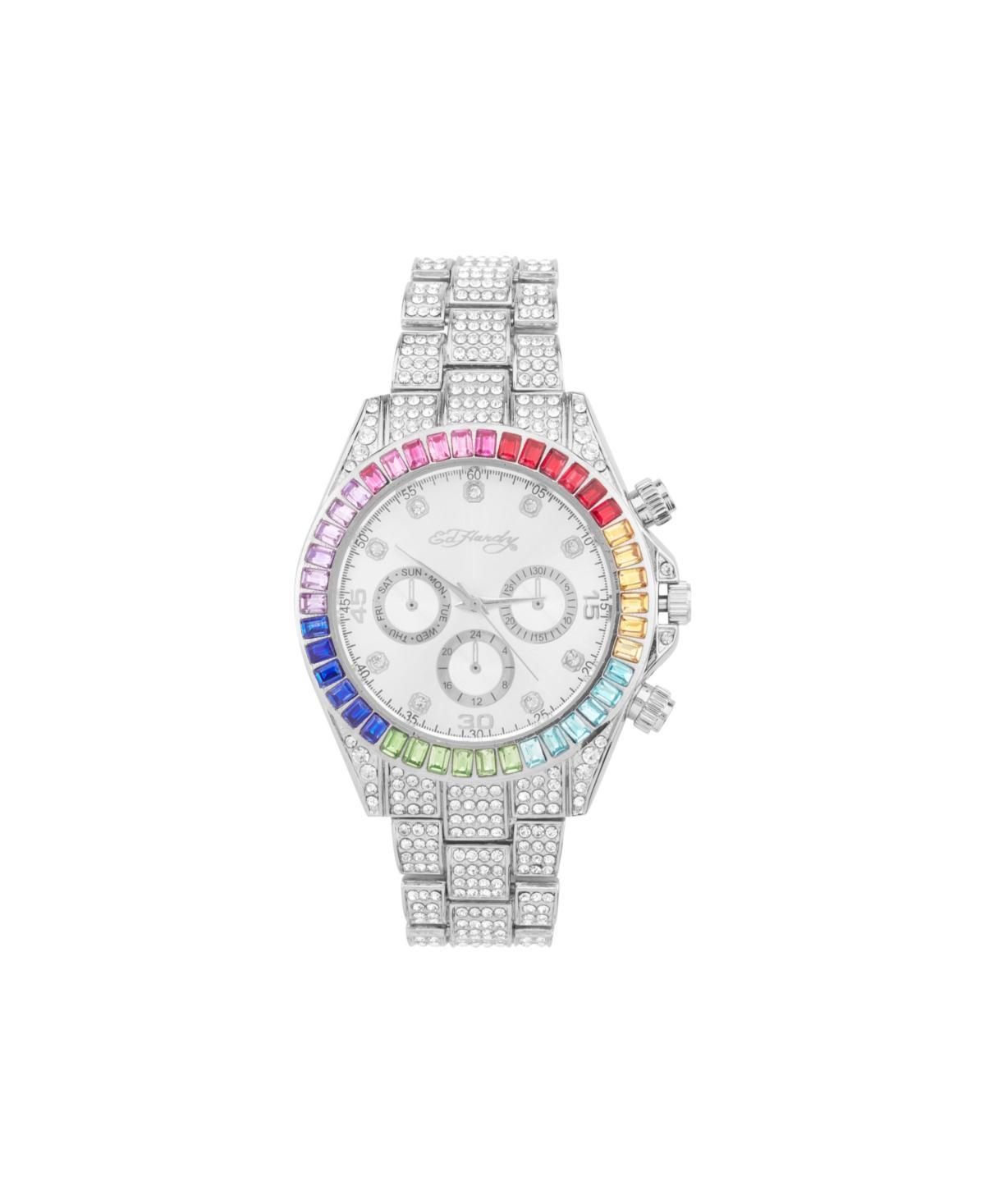 Ed Hardy Womens Colorful Crystal Bezel Silver Tone Watch Product Image