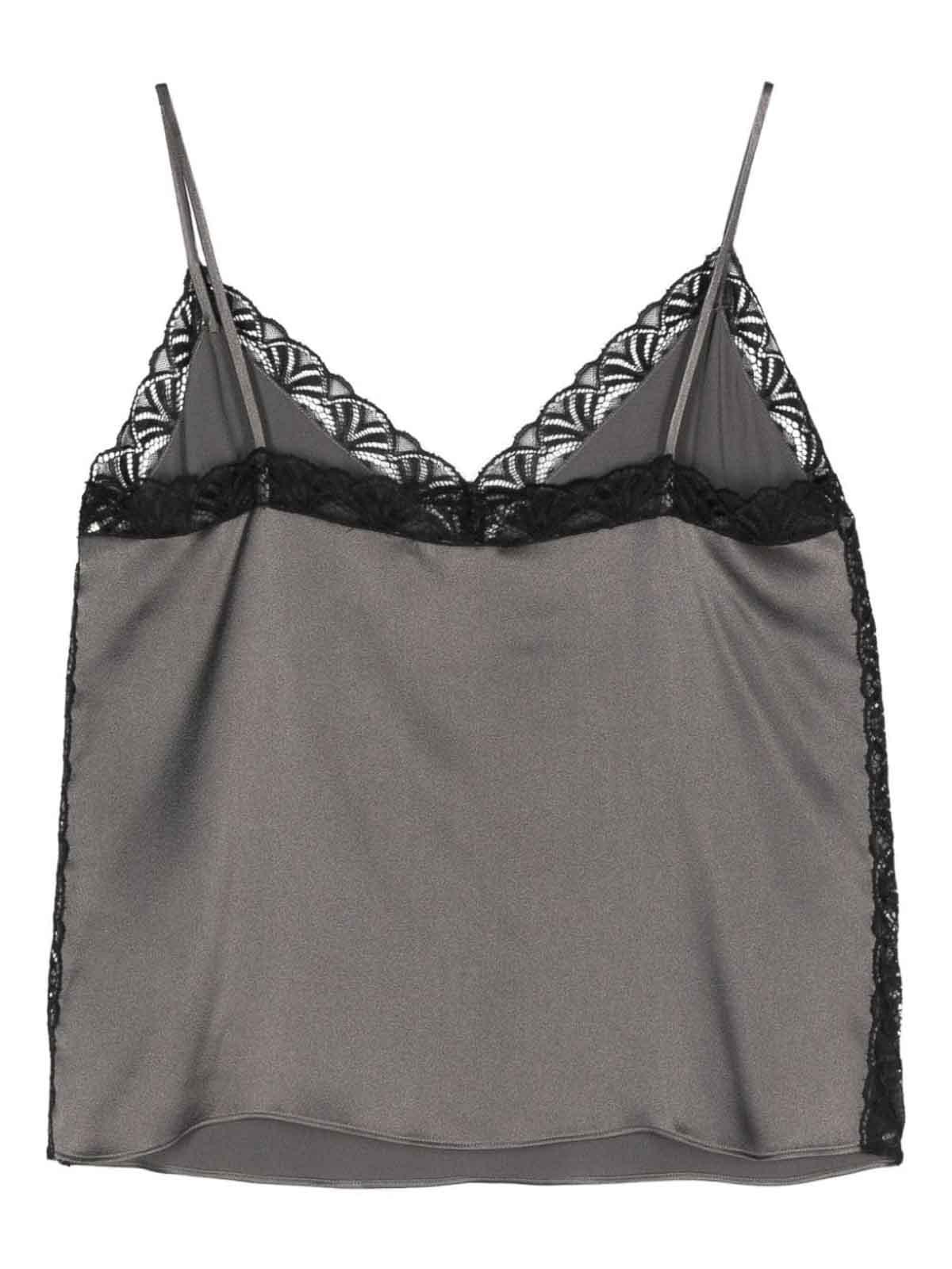 ALBERTA FERRETTI Lace-trim Sleeveless Top In Grey Product Image